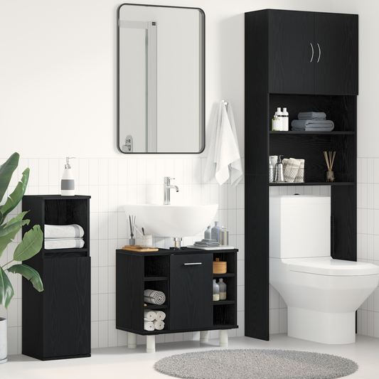 Bathroom Cabinet Black Oak 60 x 32 x 54 cm Engineered Wood