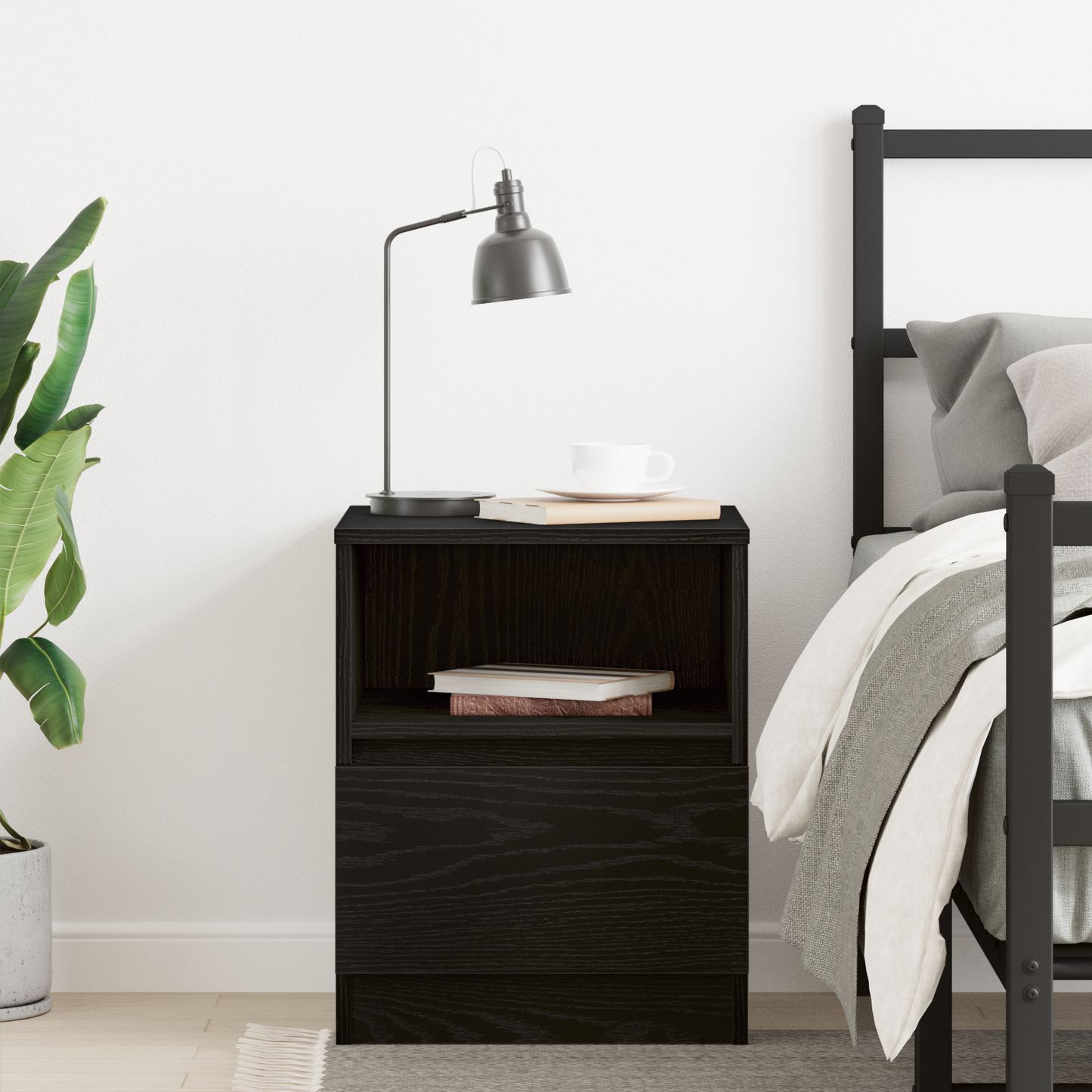 Bedside Cabinet Black Oak 40 x 40 x 50 cm Engineered Wood