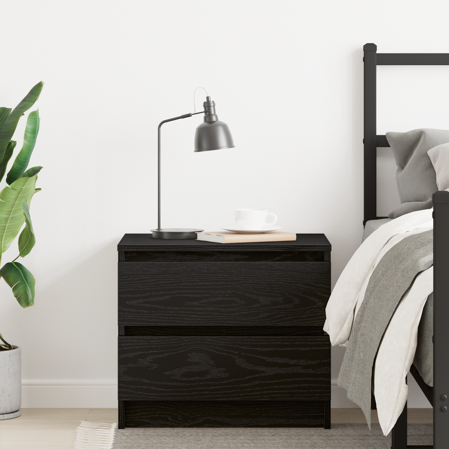 Bedside Cabinet Black Oak 50 x 40 x 43.5 cm Engineered Wood