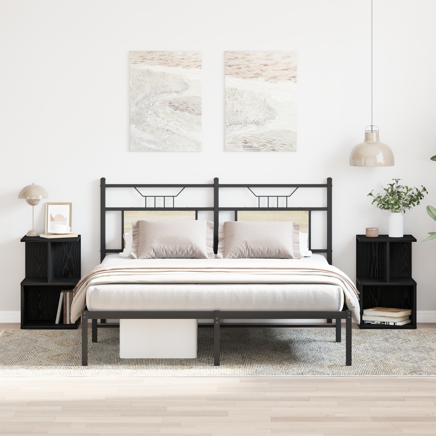 Bedside Cabinet 2 pcs Black Oak 35 x 35 x 55 cm Engineered Wood