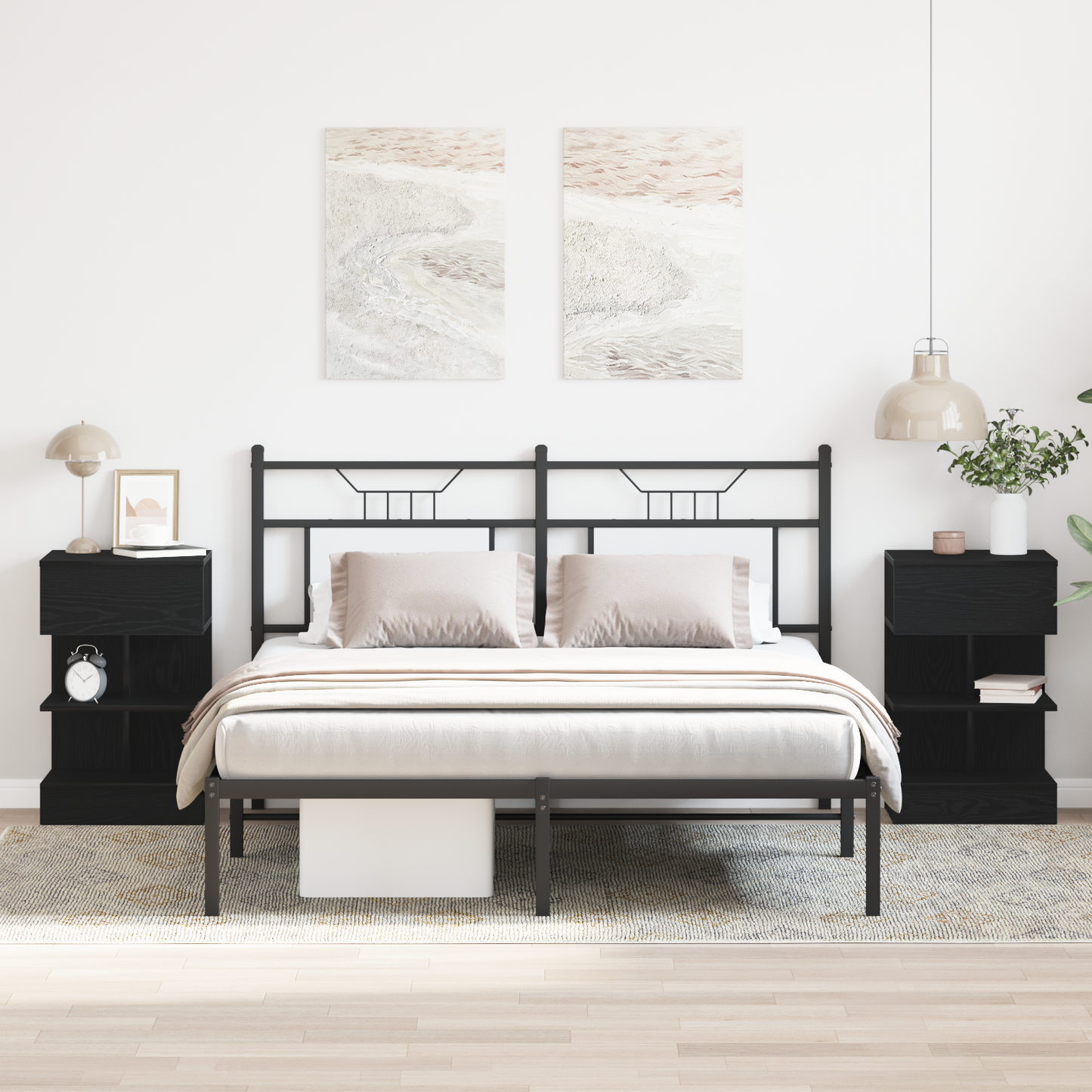 Bedside Cabinet 2 pcs Black Oak 40 x 35 x 65 cm Engineered Wood