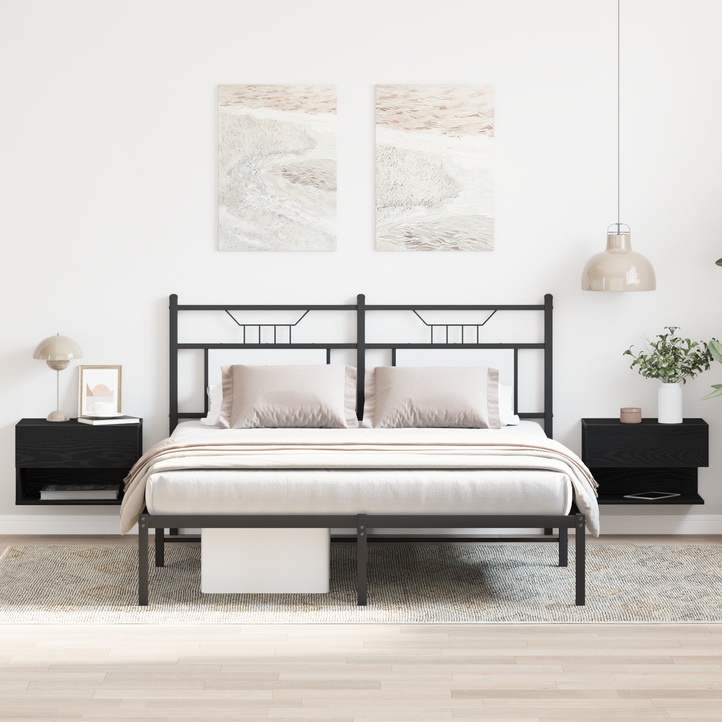 Bedside Cabinet 2 pcs Black Oak 46 x 30 x 30 cm Engineered Wood