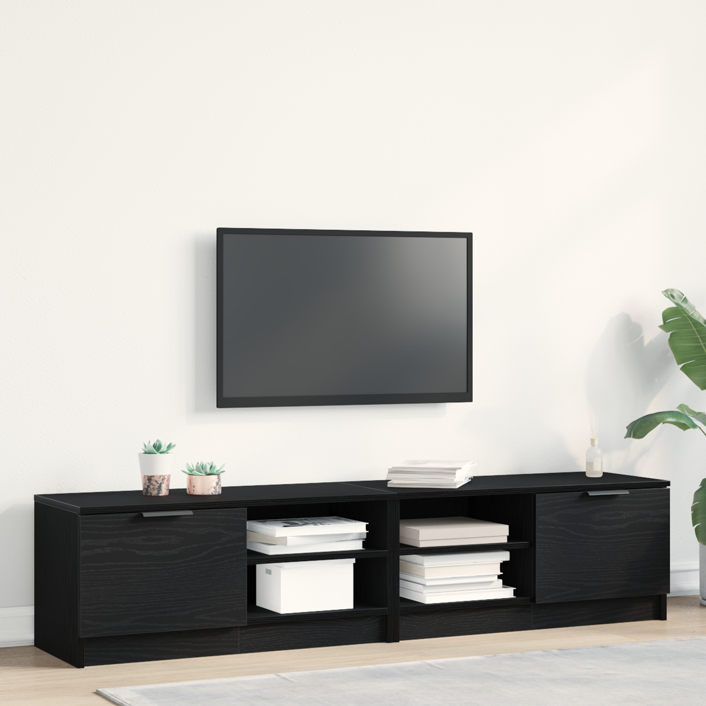TV Cabinet 2 pcs Black Oak 80 x 35 x 36.5 cm Engineered Wood