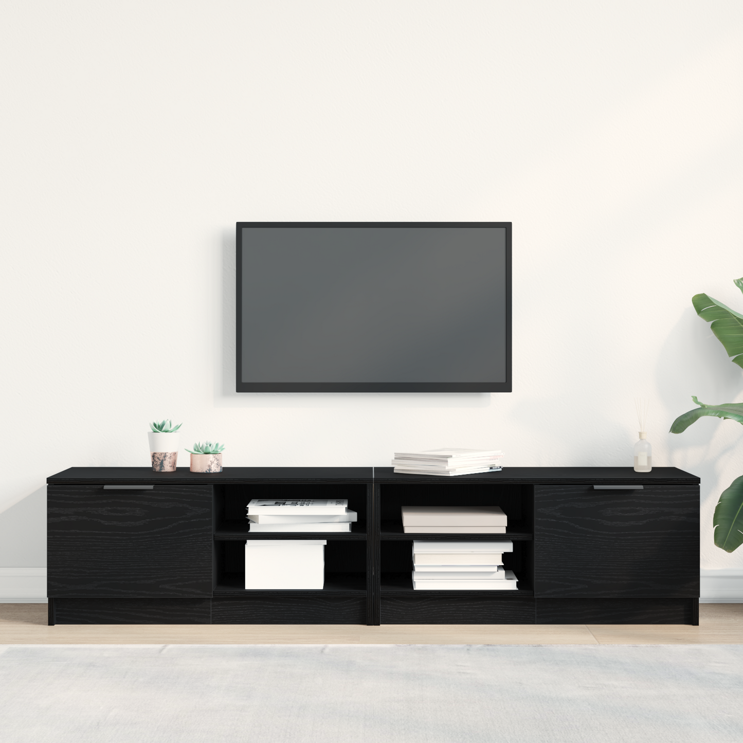 TV Cabinet 2 pcs Black Oak 80 x 35 x 36.5 cm Engineered Wood