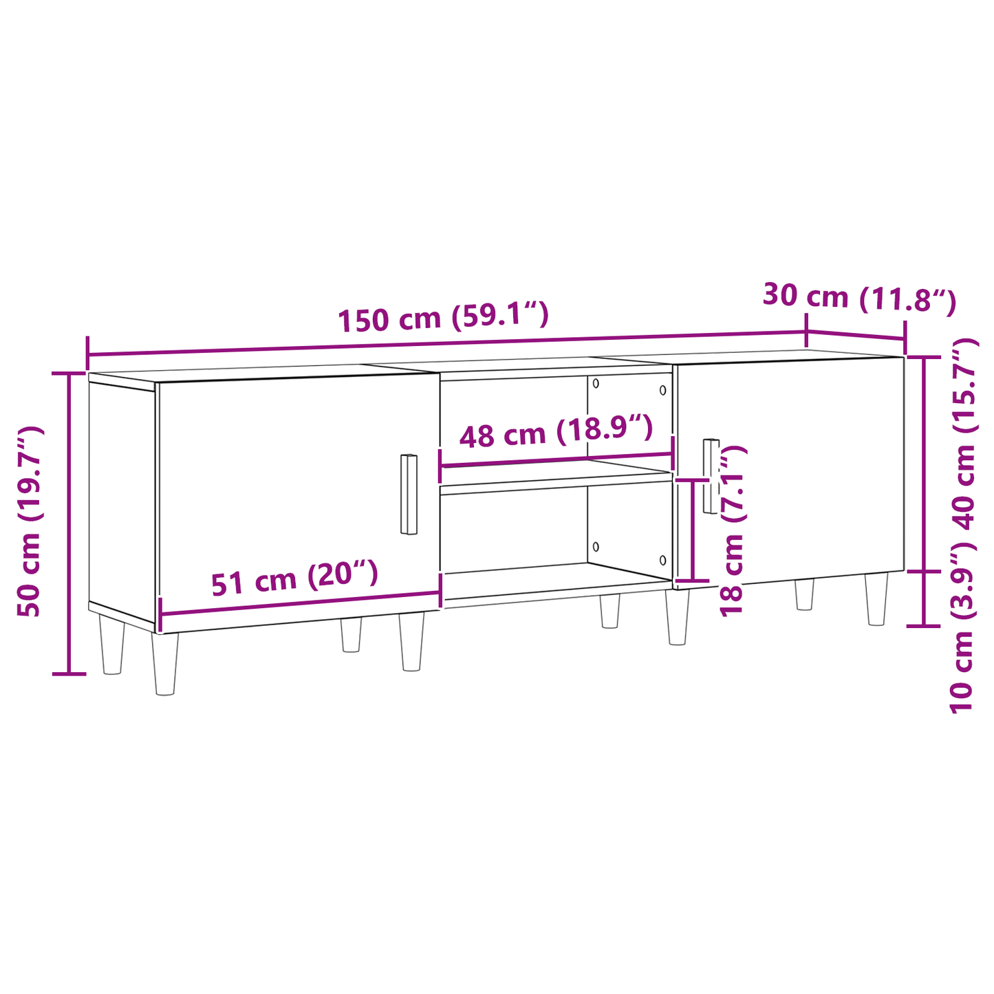 TV Cabinet Old wood 150 x 30 x50 cm Engineered Wood
