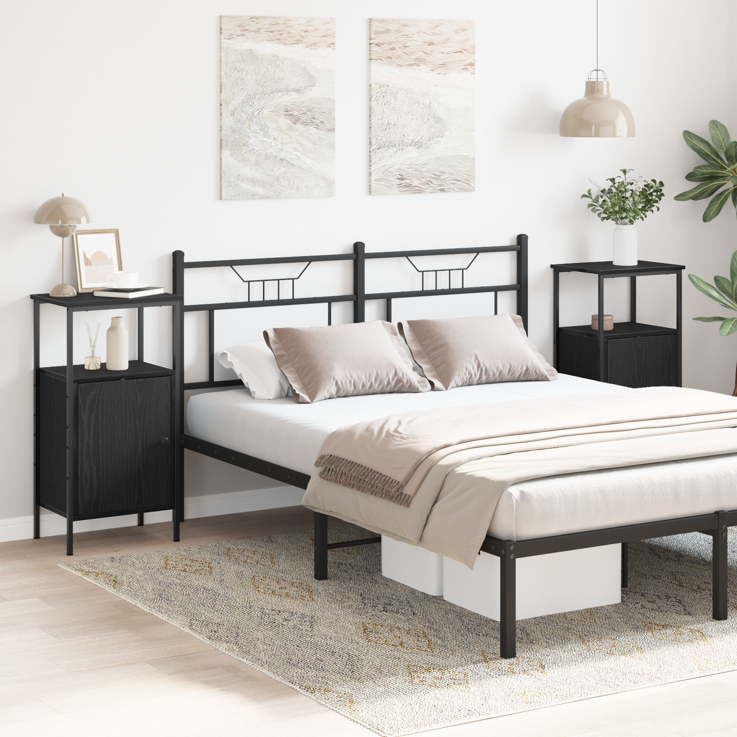 Bedside Cabinet 2 pcs Black Oak 41 x 31 x 80 cm Engineered Wood