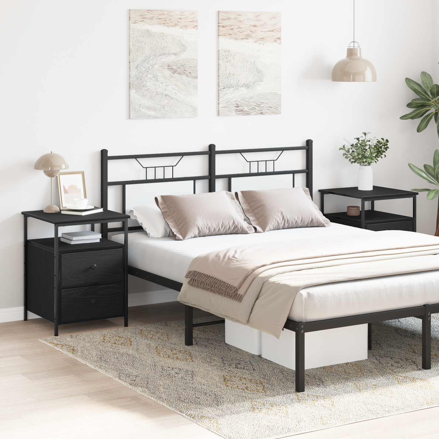 Bedside Cabinet with Drawer 2 pcs Black Oak 34 x 35.5 x 50 cm