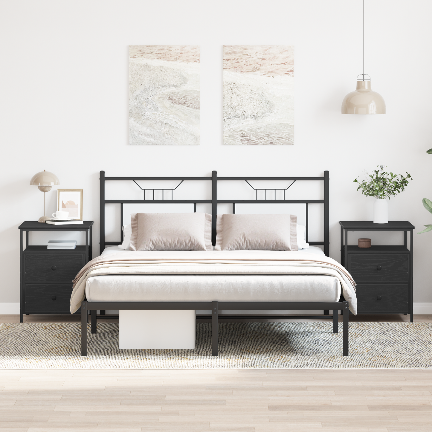 Bedside Cabinet with Drawer 2 pcs Black Oak 34 x 35.5 x 50 cm