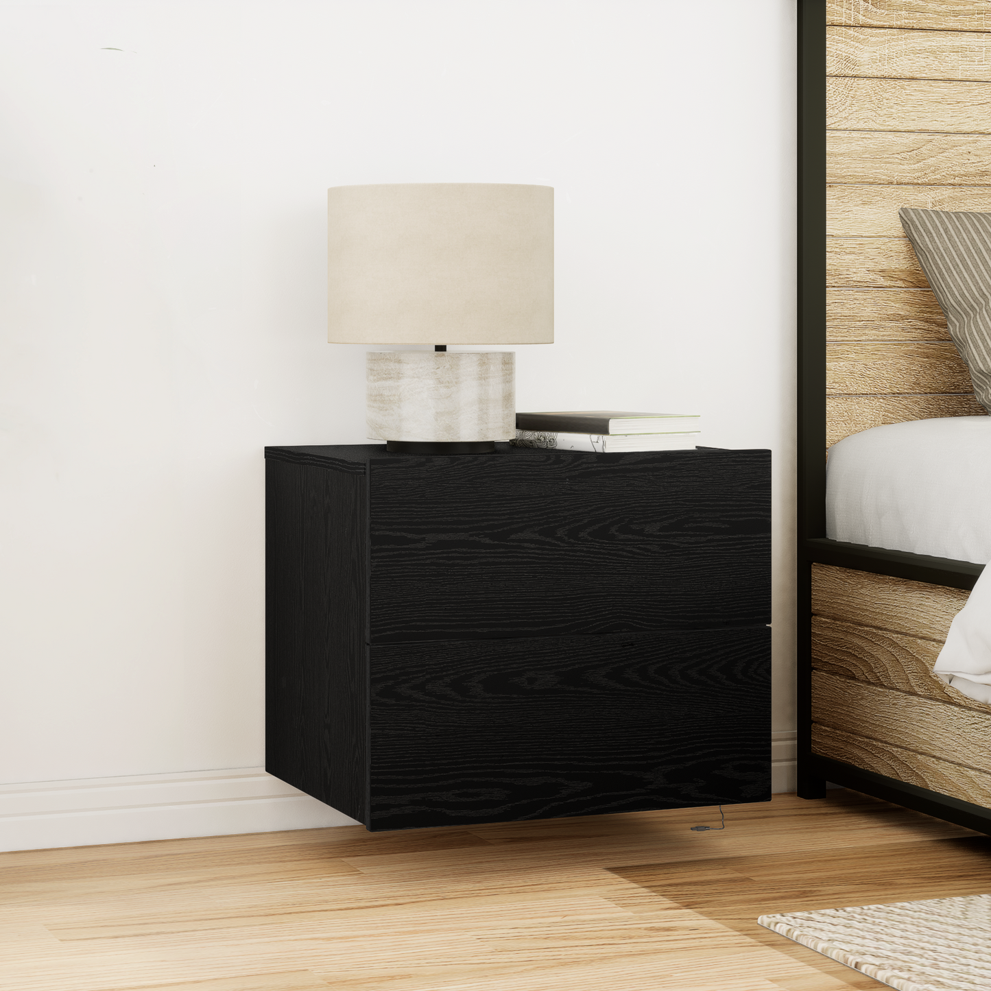 Bedside Cabinet 2 pcs Black Oak 50 x 39 x 41 cm Engineered Wood