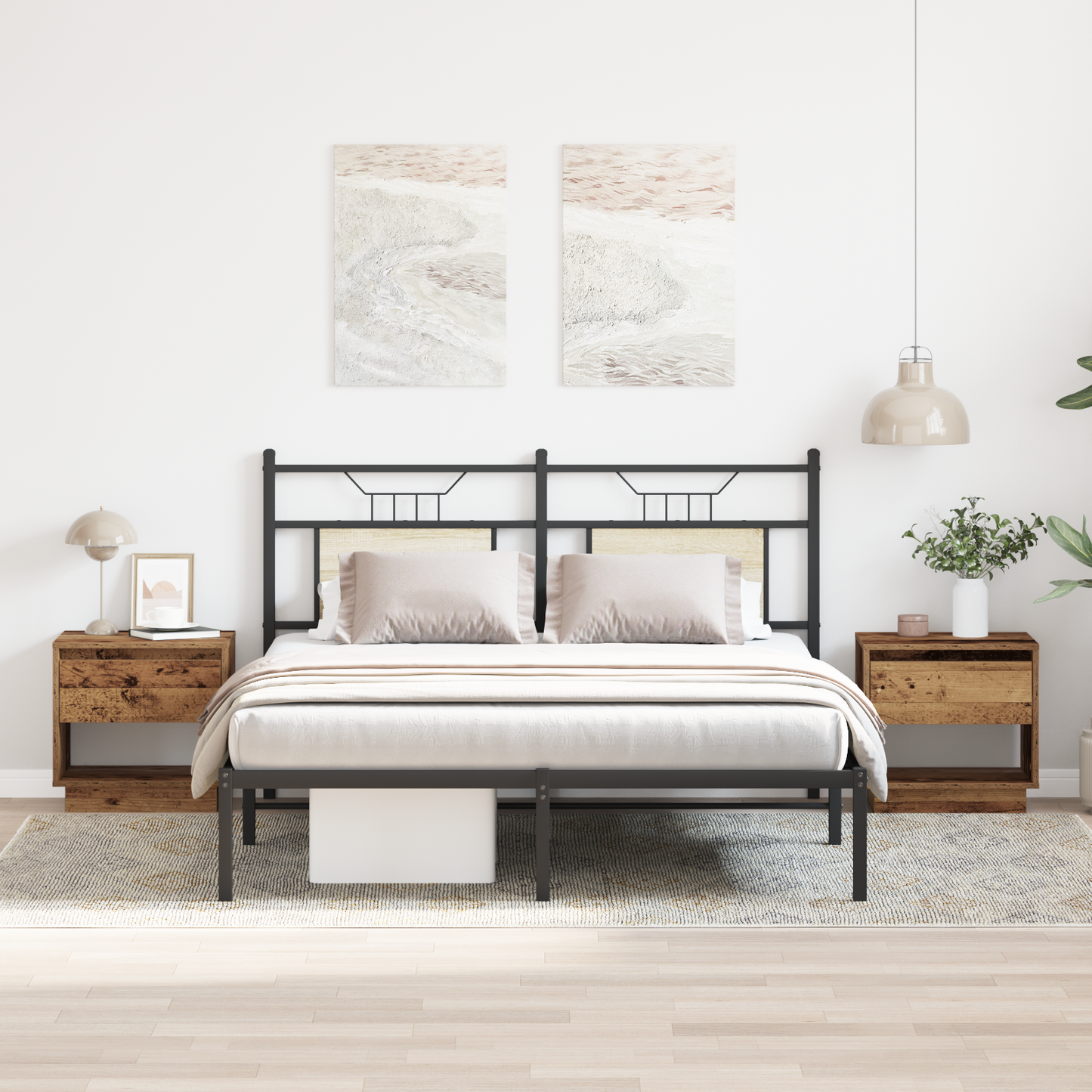 Nightstand 2 pcs Old Wood 45 x 34 x 44 cm Engineered Wood
