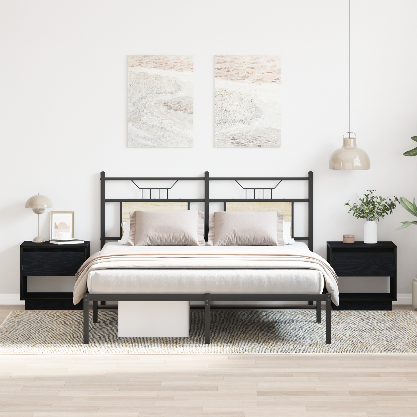 Nightstand 2 pcs Black Oak 45 x 34 x 44 cm Engineered Wood