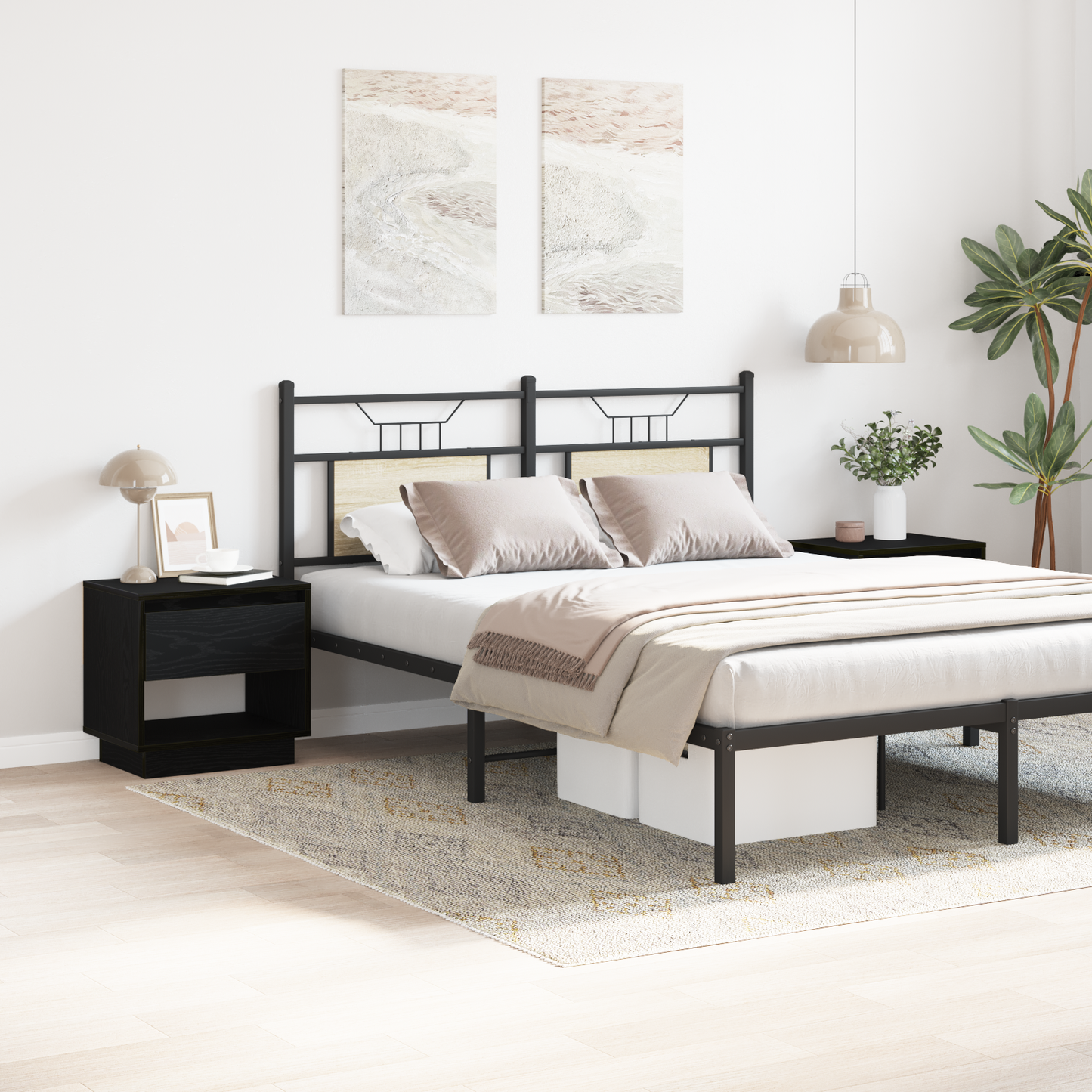 Nightstand 2 pcs Black Oak 45 x 34 x 44 cm Engineered Wood