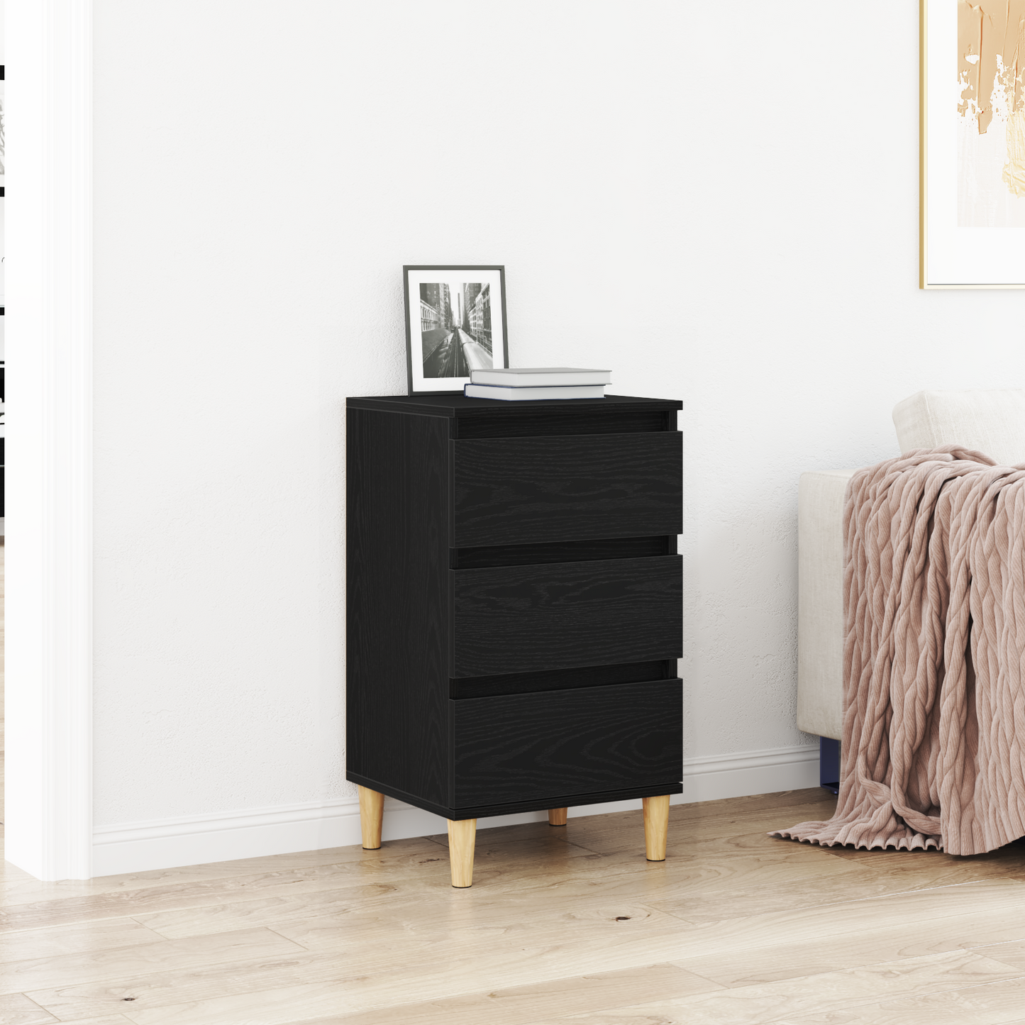 Bedside Cabinet Black Oak 40 x 35 x 70 cm Engineered Wood