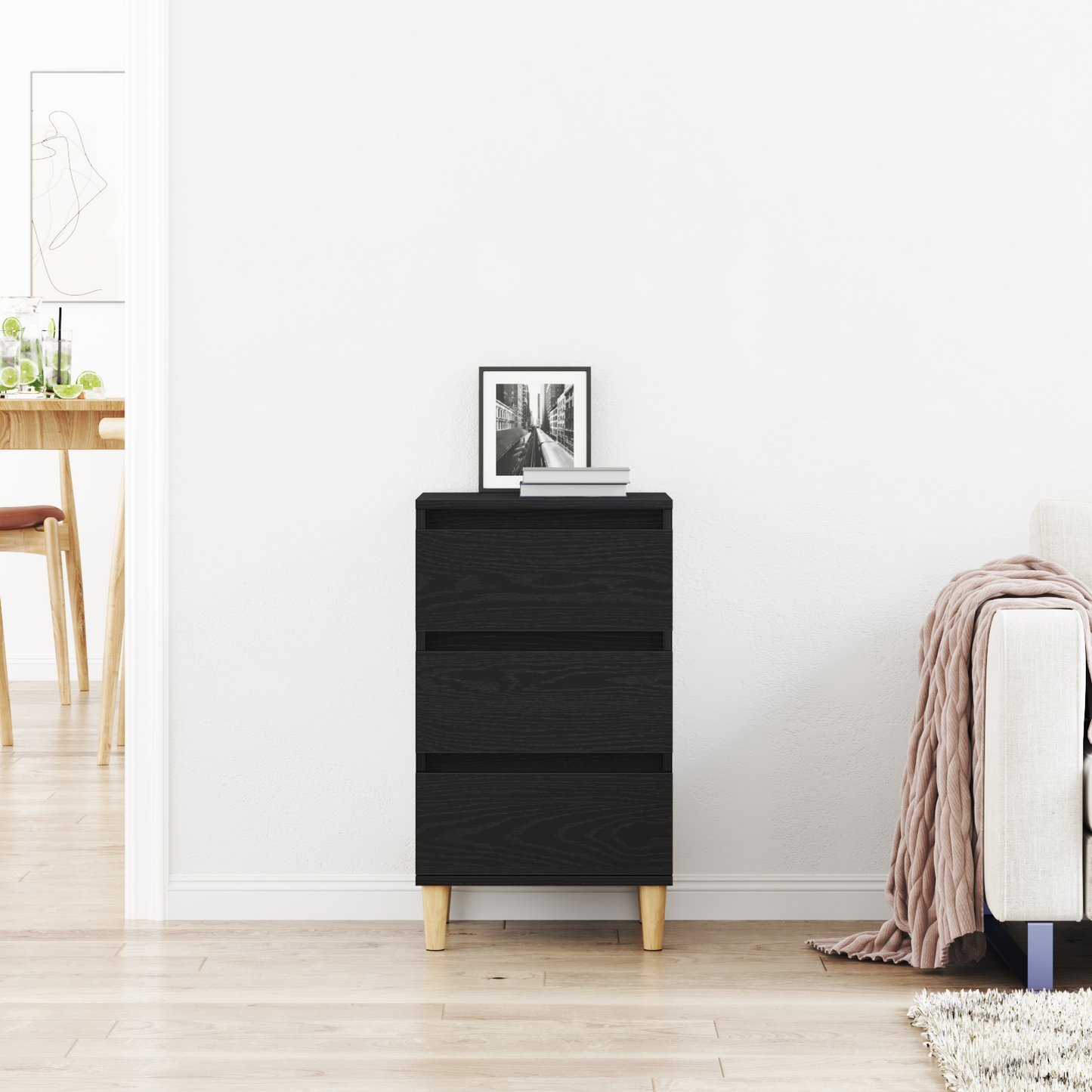 Bedside Cabinet Black Oak 40 x 35 x 70 cm Engineered Wood