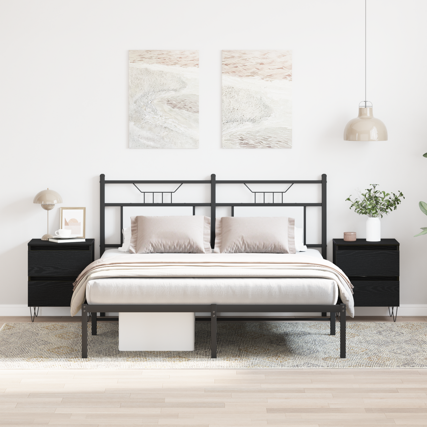 Bedside Cabinet 2 pcs Black oak 40 x 35 x 50 cm Engineered wood