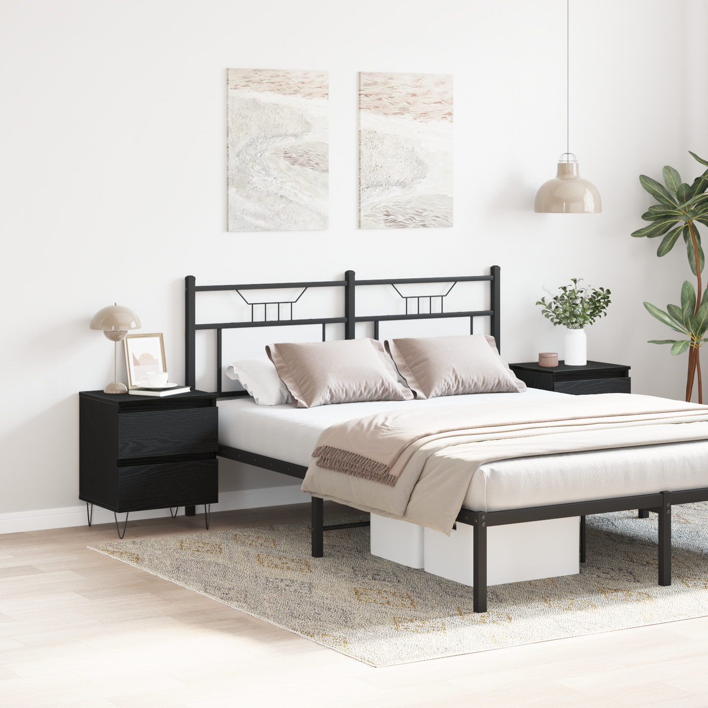 Bedside Cabinet 2 pcs Black oak 40 x 35 x 50 cm Engineered wood
