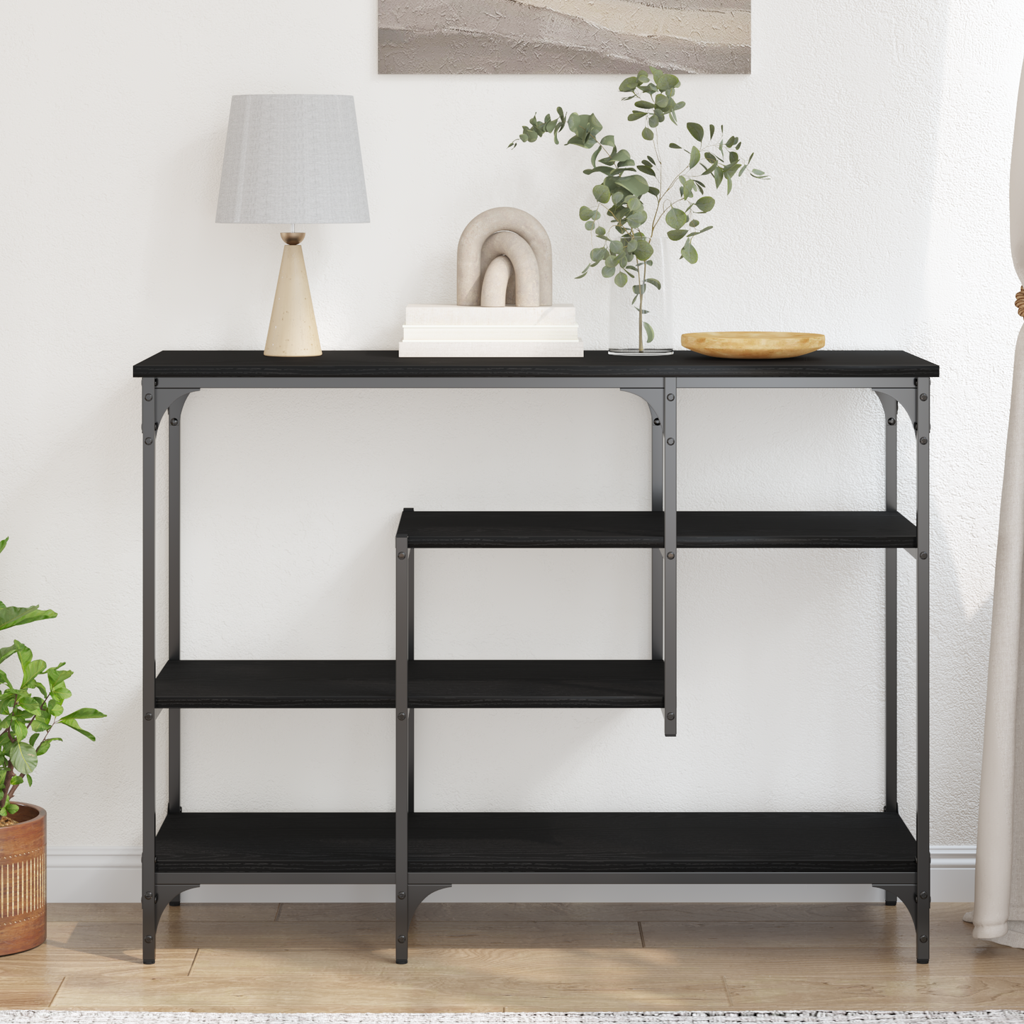 Console Table with Shelf Black oak 100 x 35 x 75 cm