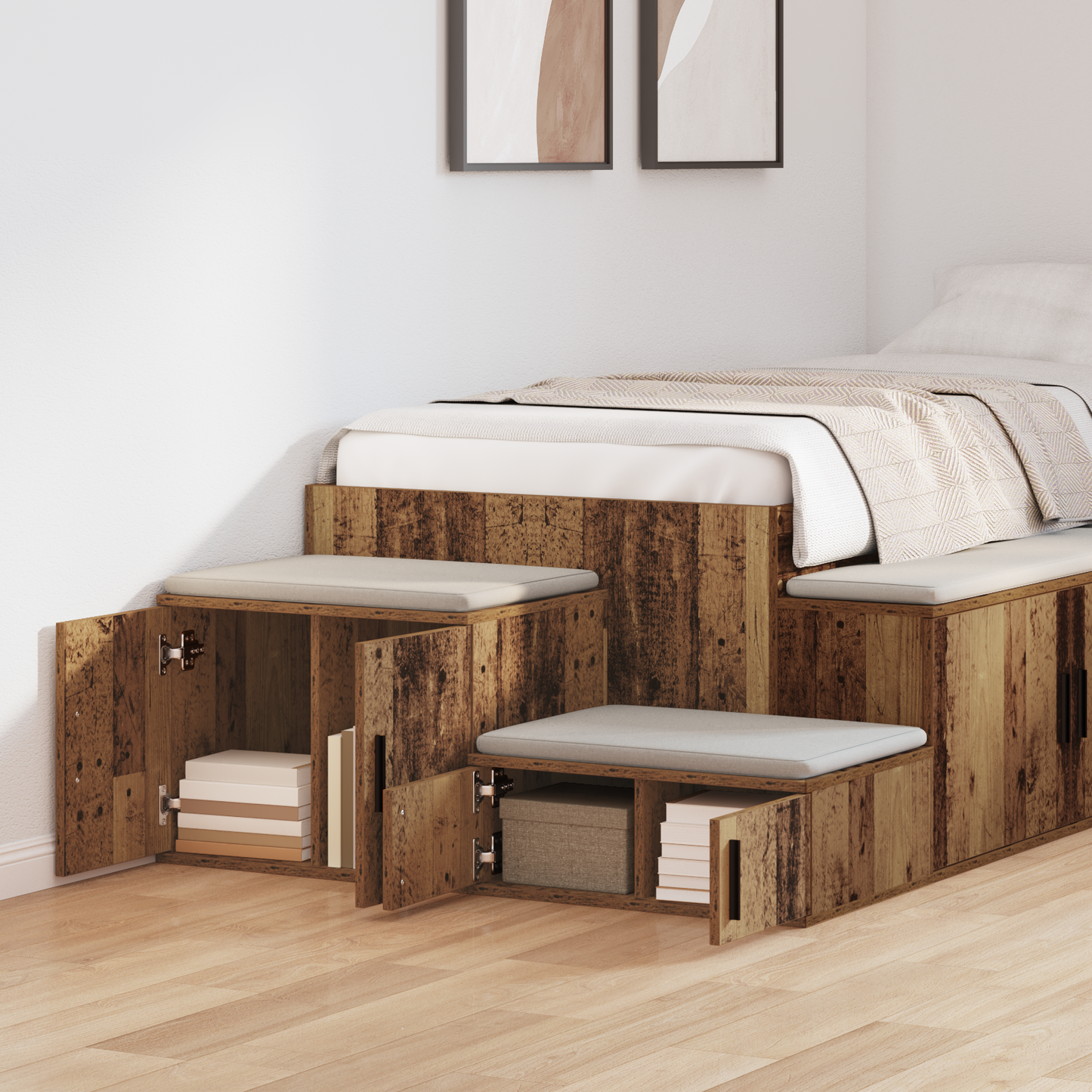 Storage Cabinet 2 pcs Old Wood 127 x 41 x 40 cm Engineered Wood