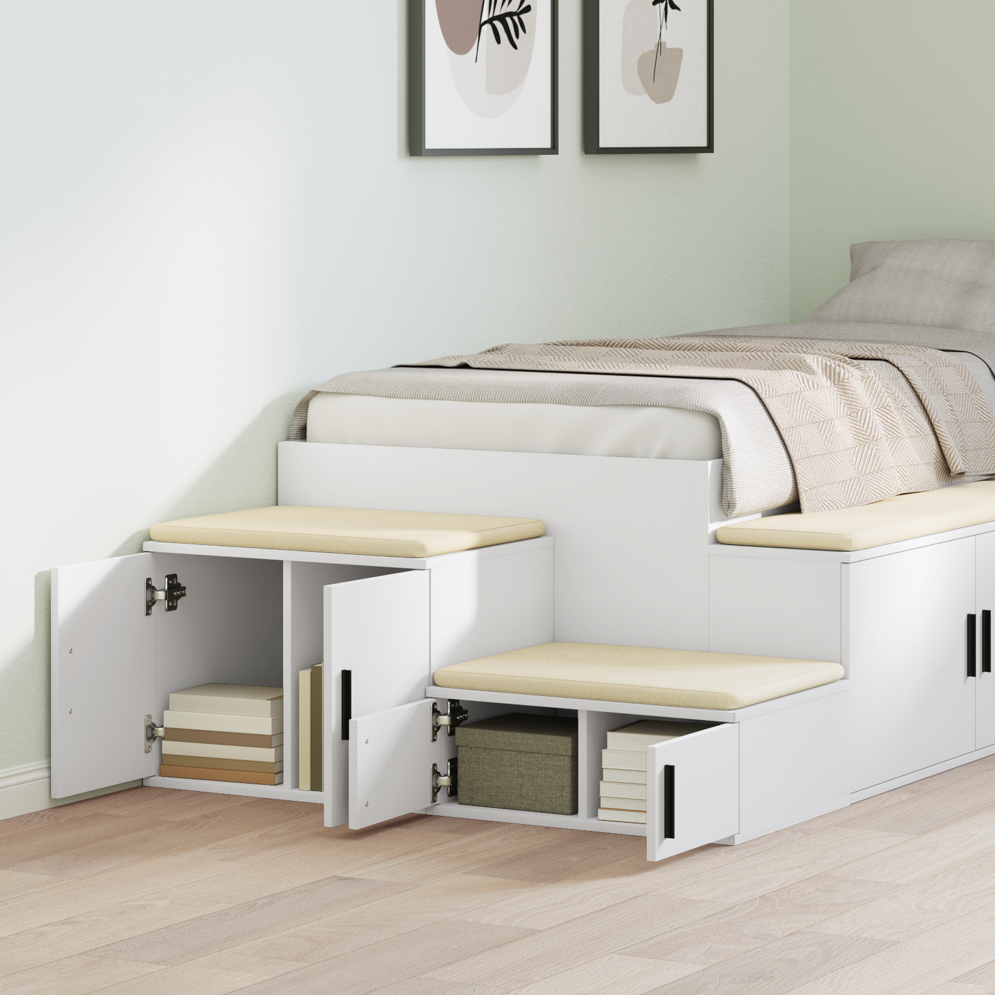 Storage Cabinet 2 pcs White 118 x 41 x 40 cm Engineered Wood