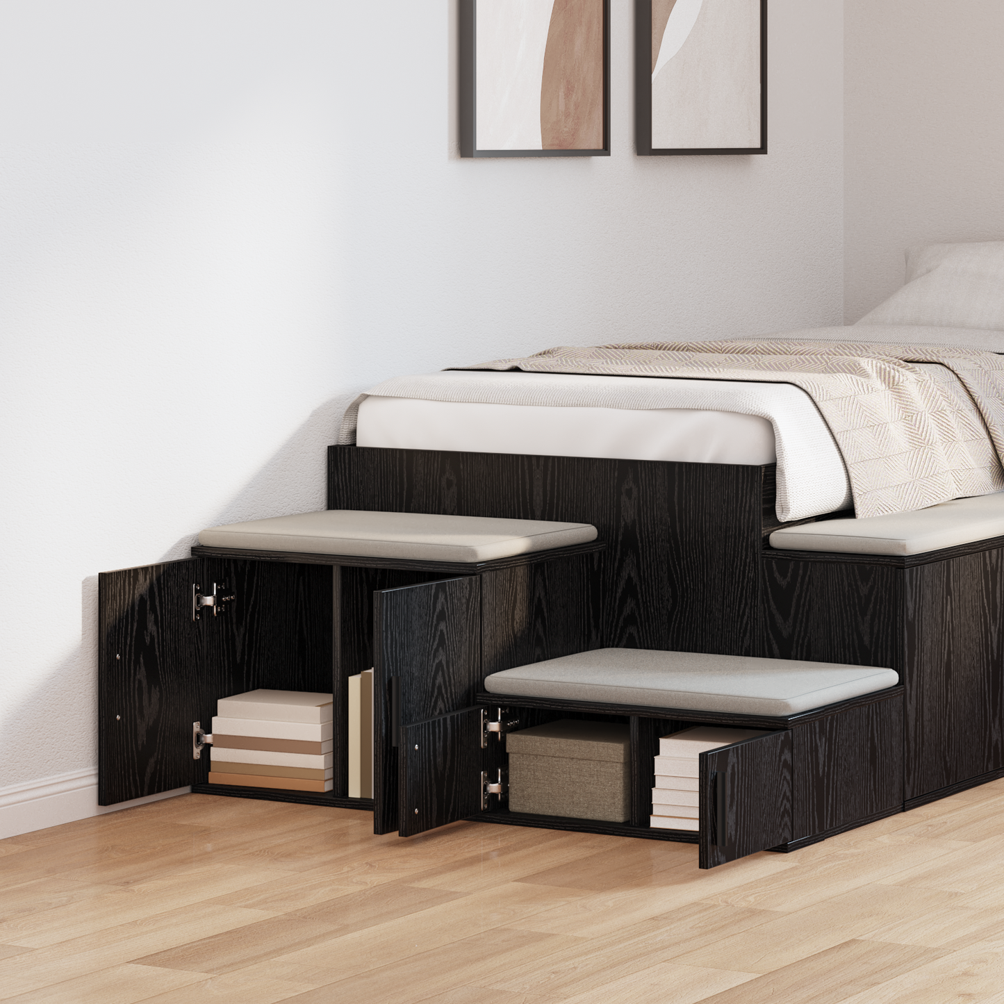 Storage Cabinet 2 pcs Black Oak 108 x 41 x 40 cm