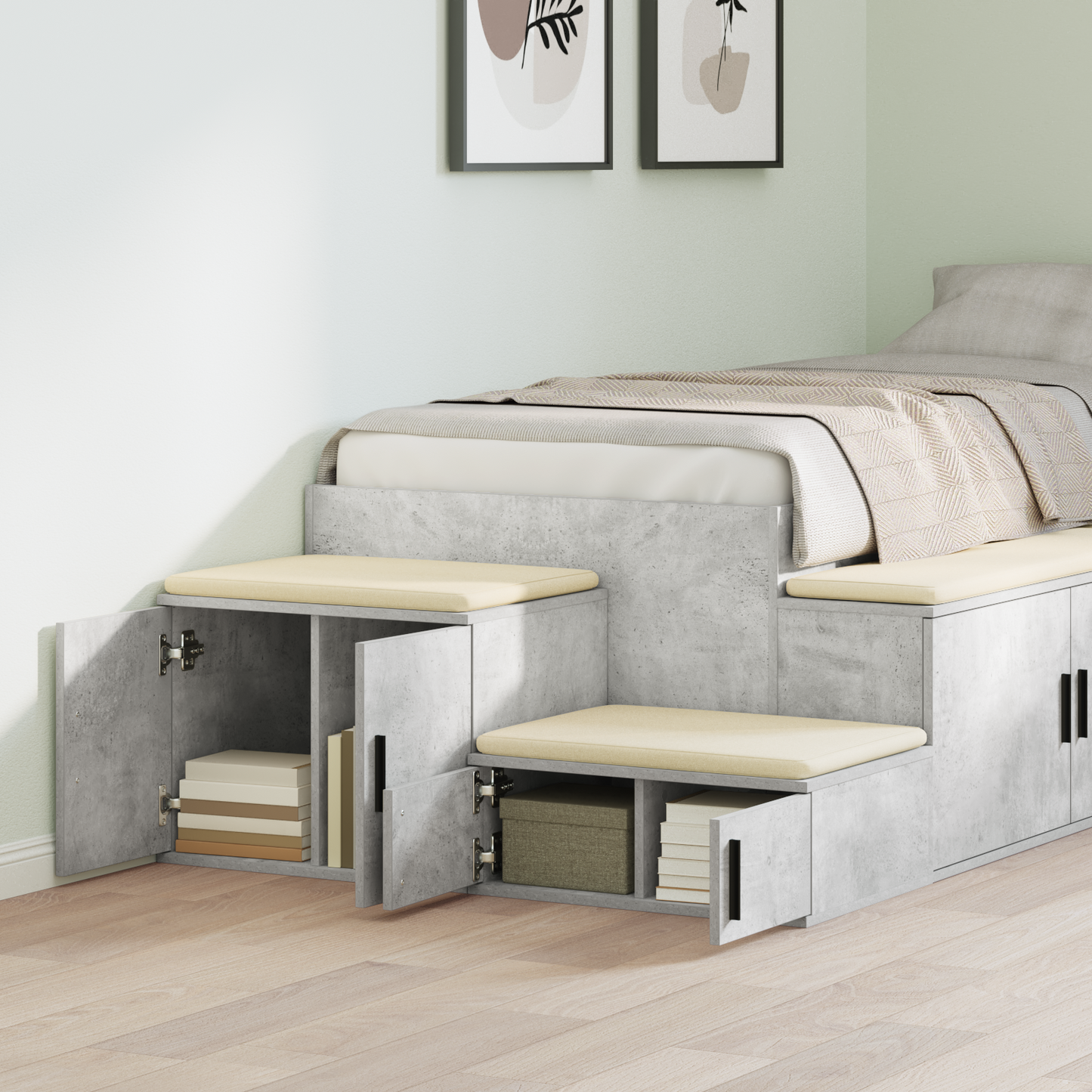 Storage Cabinet 2 pcs Concrete Grey 103 x 41 x 40 cm