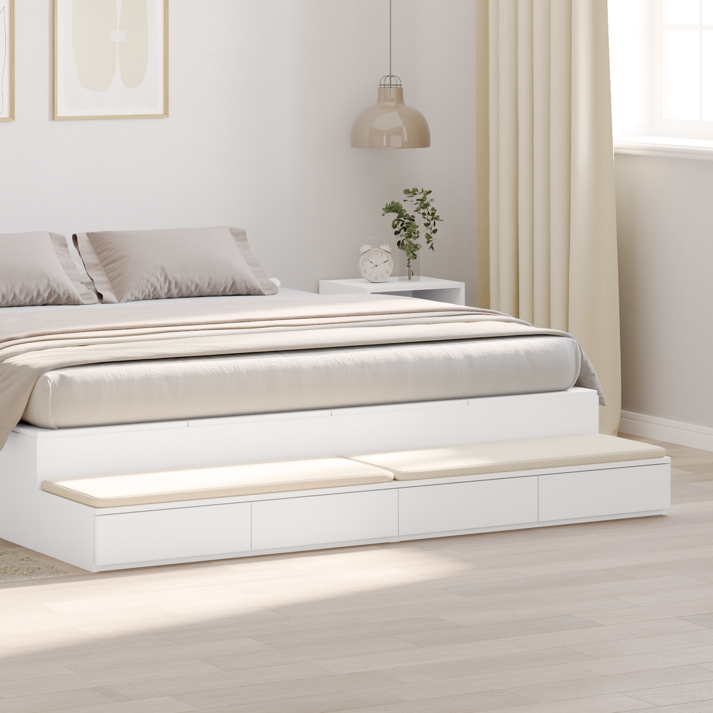 Bed Drawers White 200 x 36.5 x 16.5 cm Engineered Wood