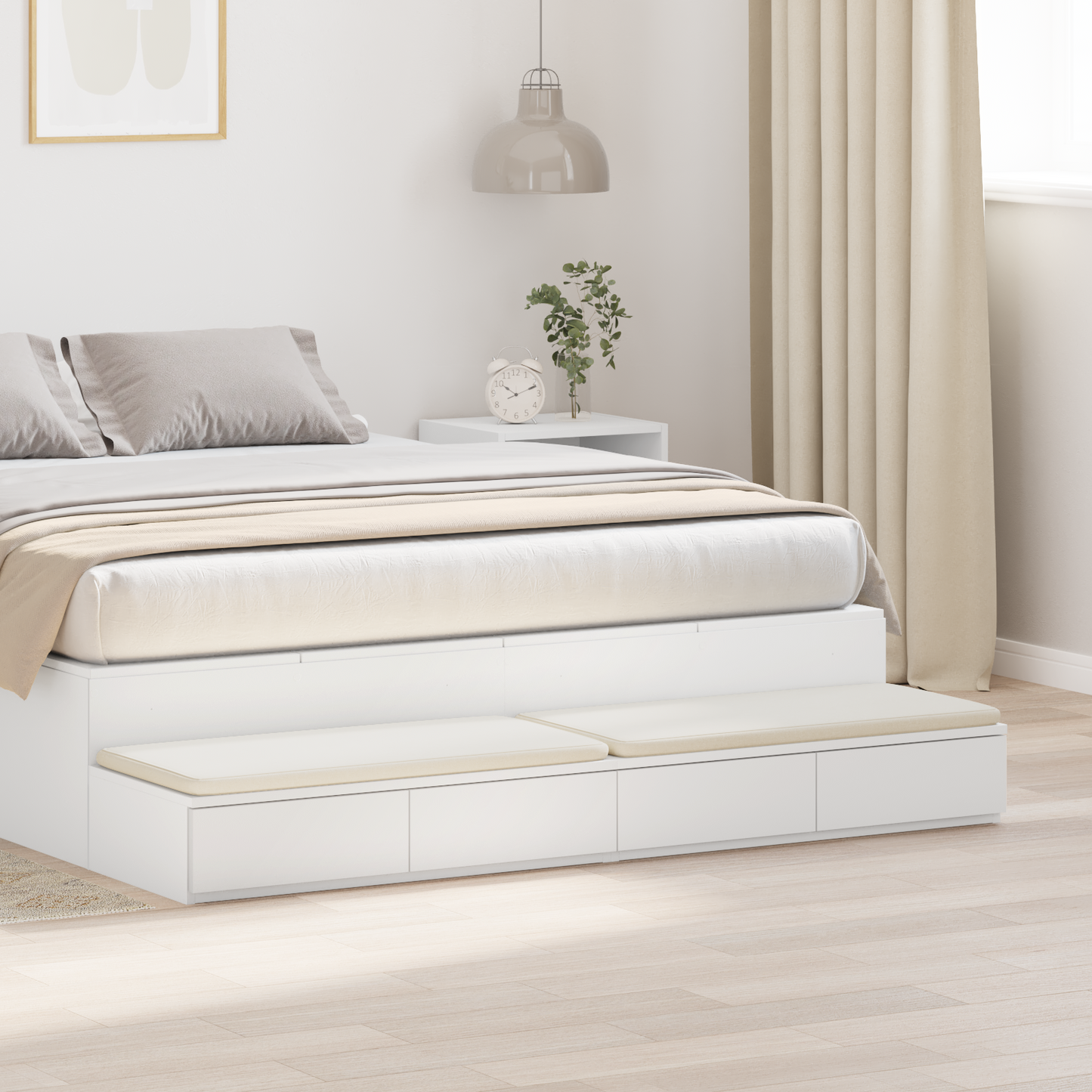 Bed Drawers White 140 x 36.5 x 16.5 cm Engineered Wood