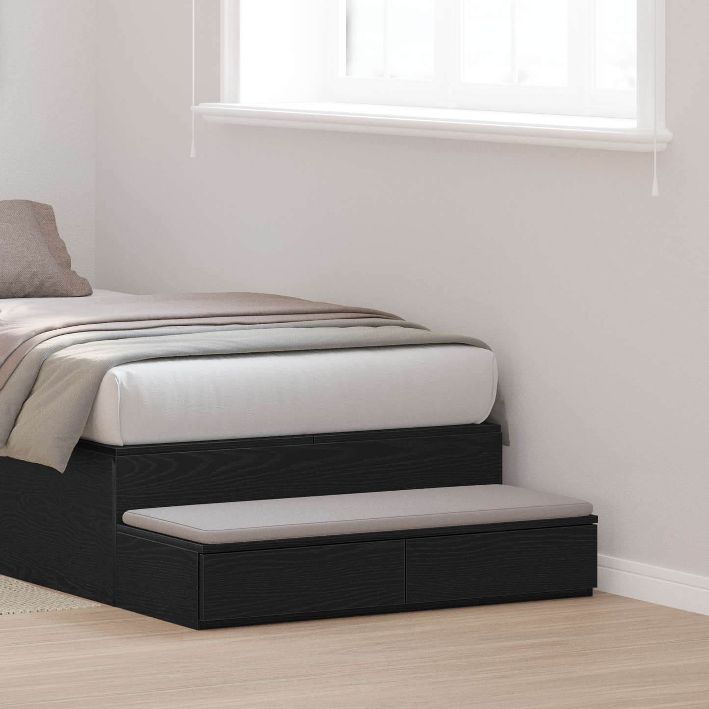 Bed Drawers Black Oak 75 x 36.5 x 16.5 cm Engineered Wood