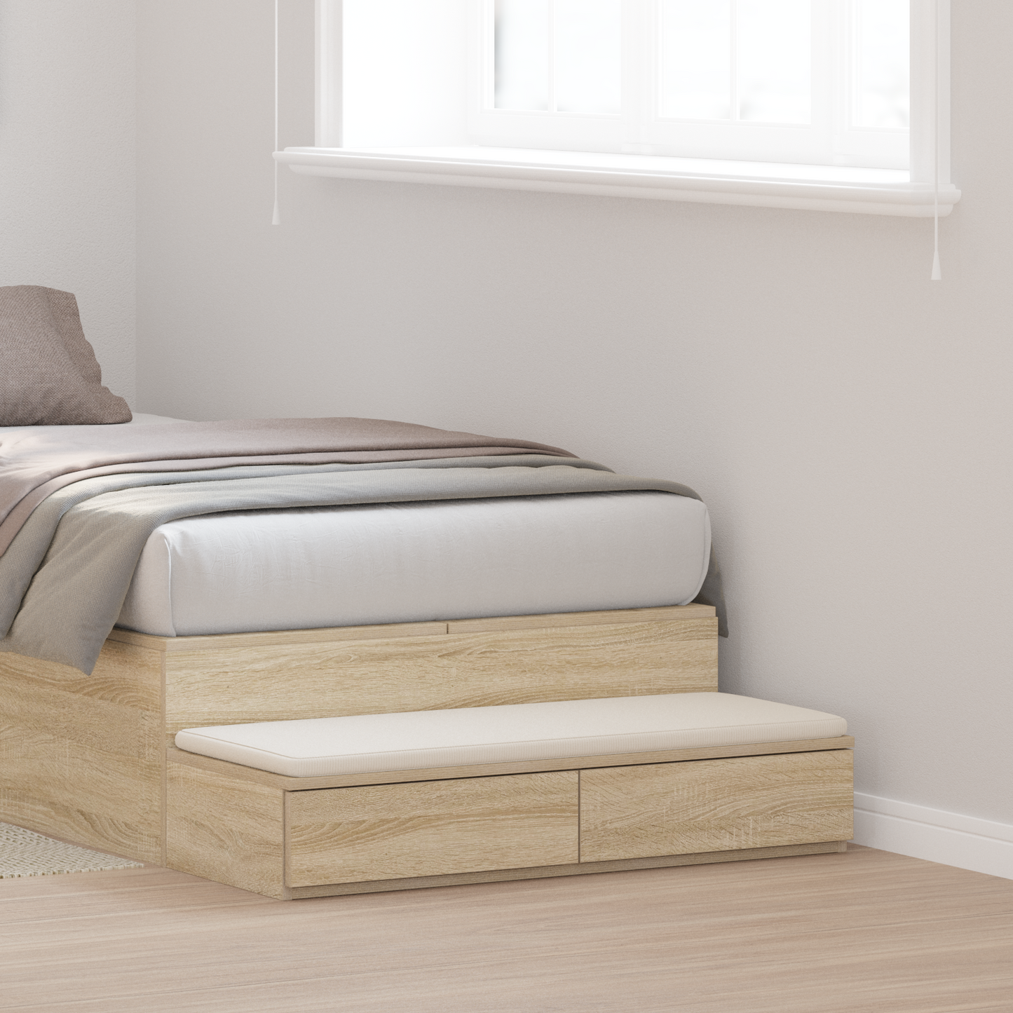 Bed Drawers Sonoma Oak 75 x 36.5 x 16.5 cm Engineered Wood