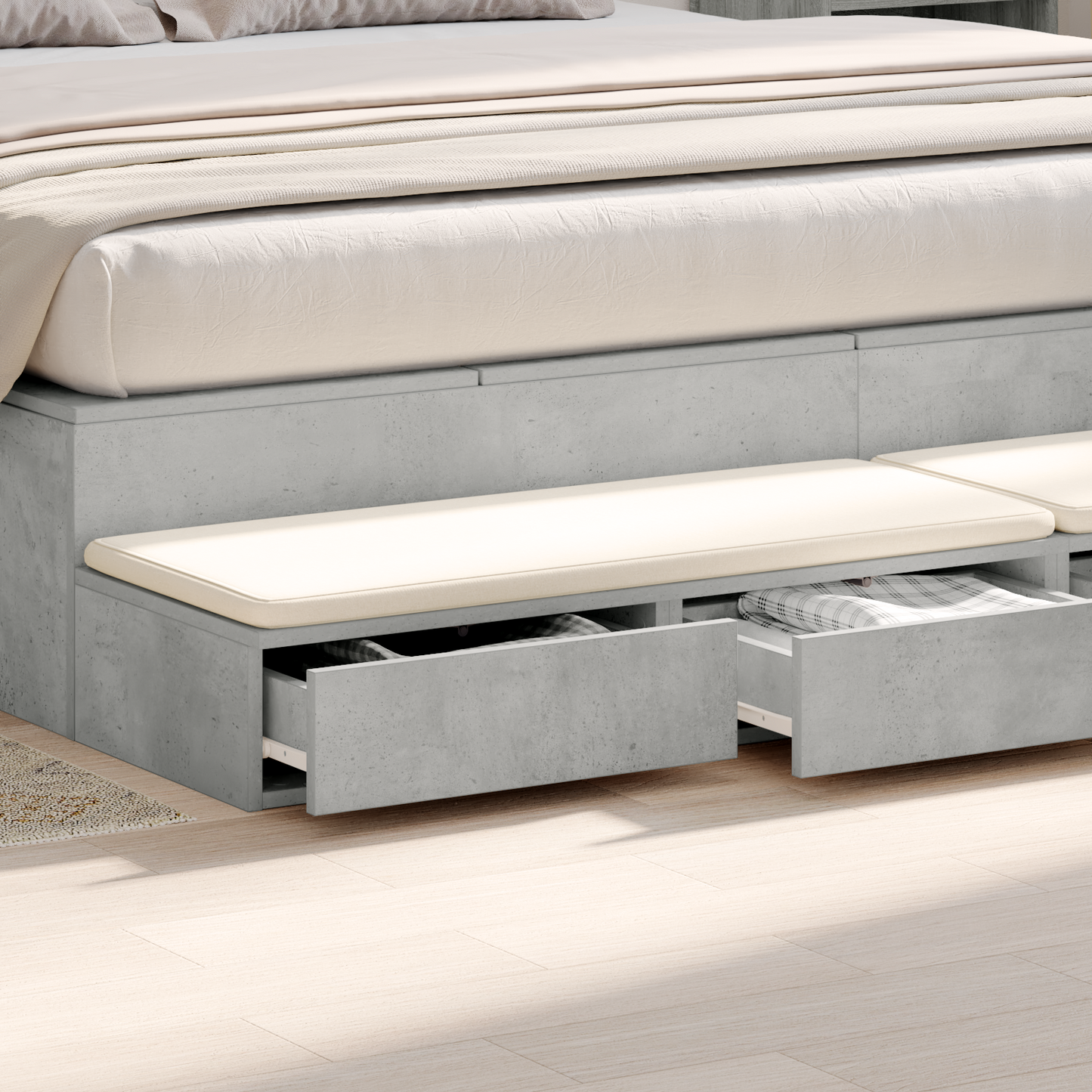 Bed Drawers Concrete Grey 180 x 36.5 x 16.5 cm Engineered Wood