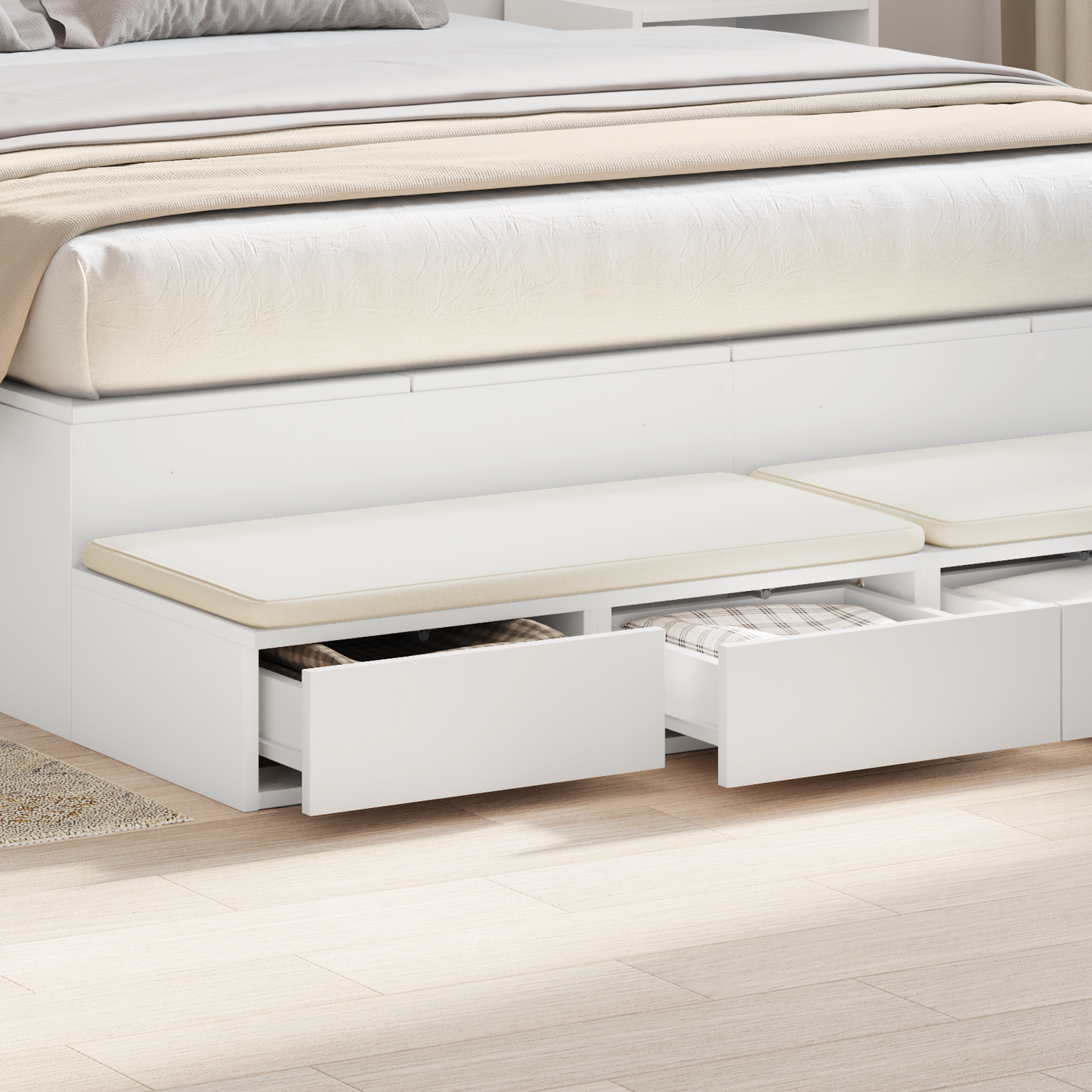 Bed Drawers White 135 x 36.5 x 16.5 cm Engineered Wood