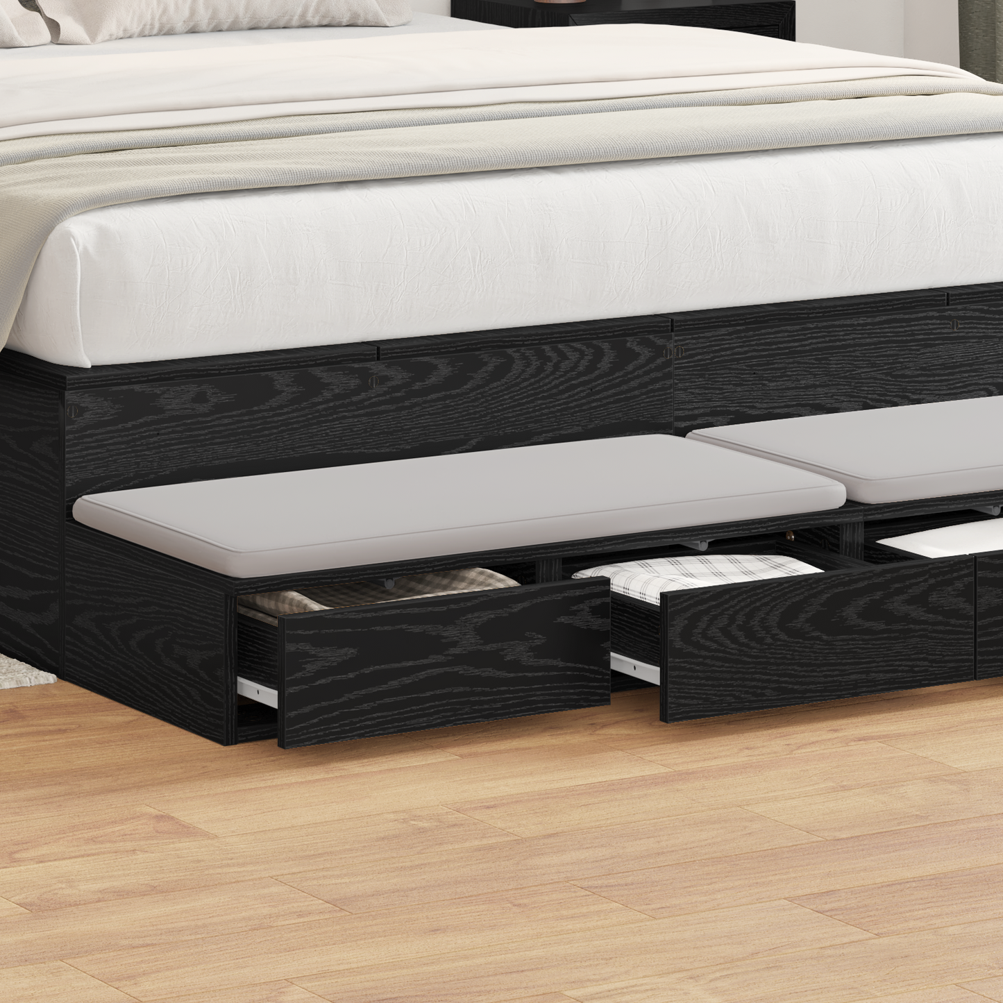 Bed Drawers Black Oak 135 x 36.5 x 16.5 cm Engineered Wood