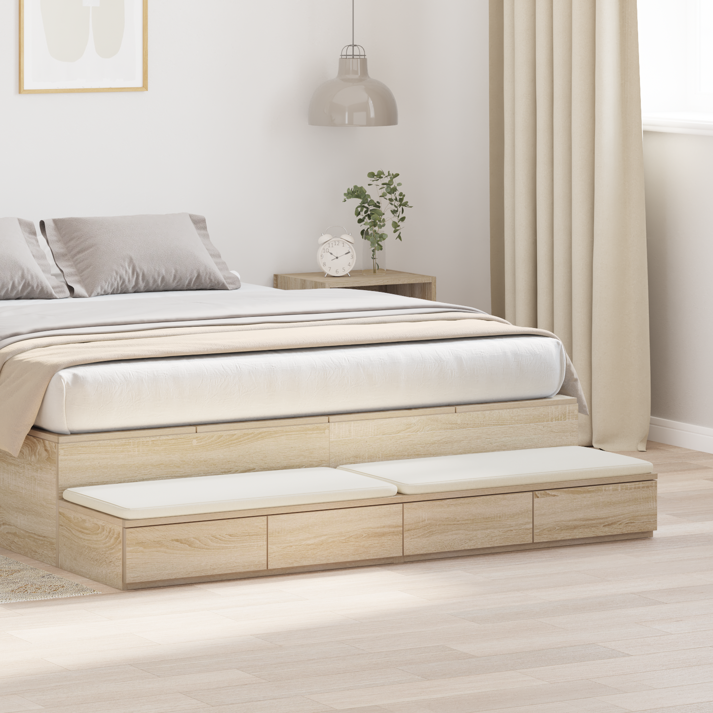 Bed Drawers Sonoma Oak 135 x 36.5 x 16.5 cm Engineered Wood