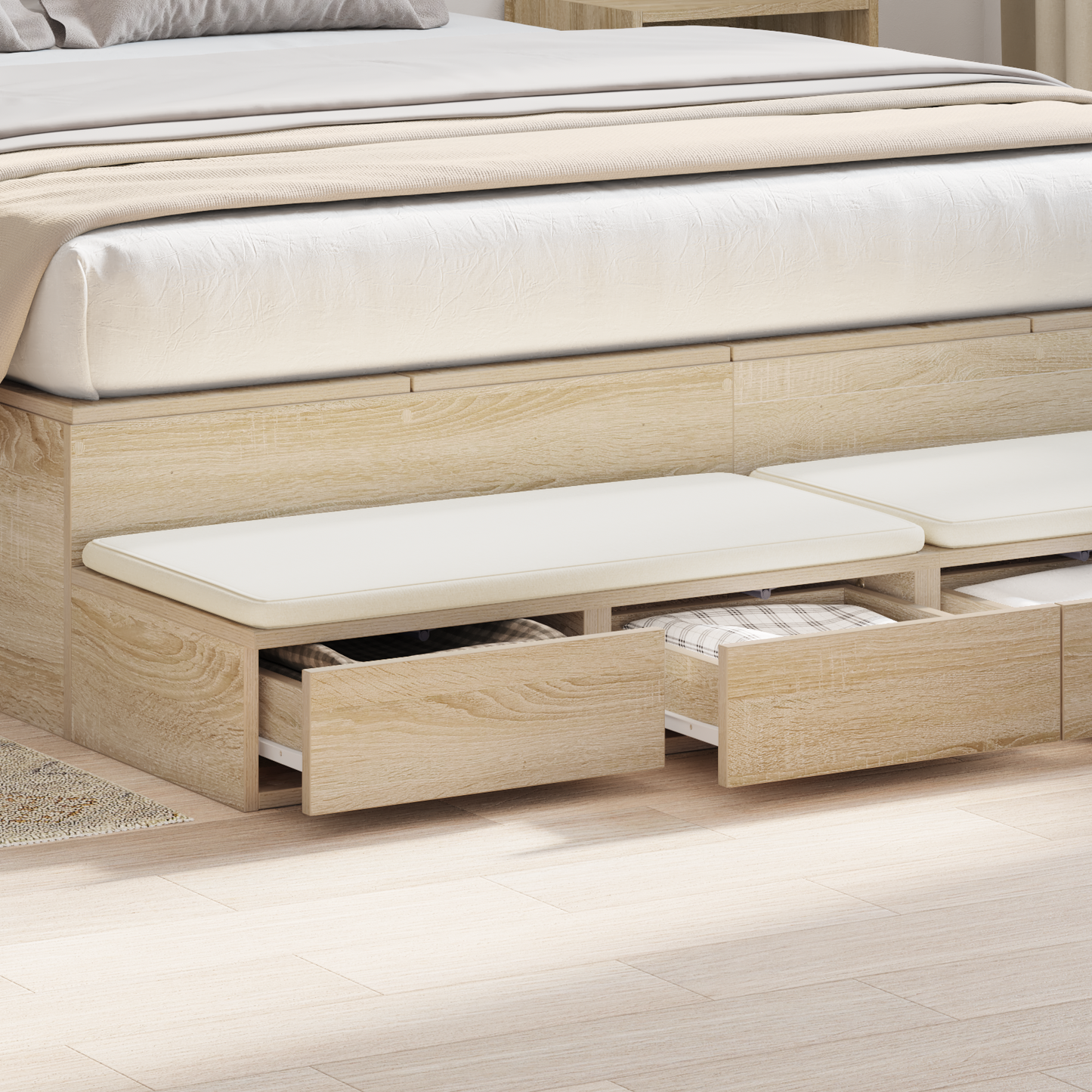 Bed Drawers Sonoma Oak 135 x 36.5 x 16.5 cm Engineered Wood