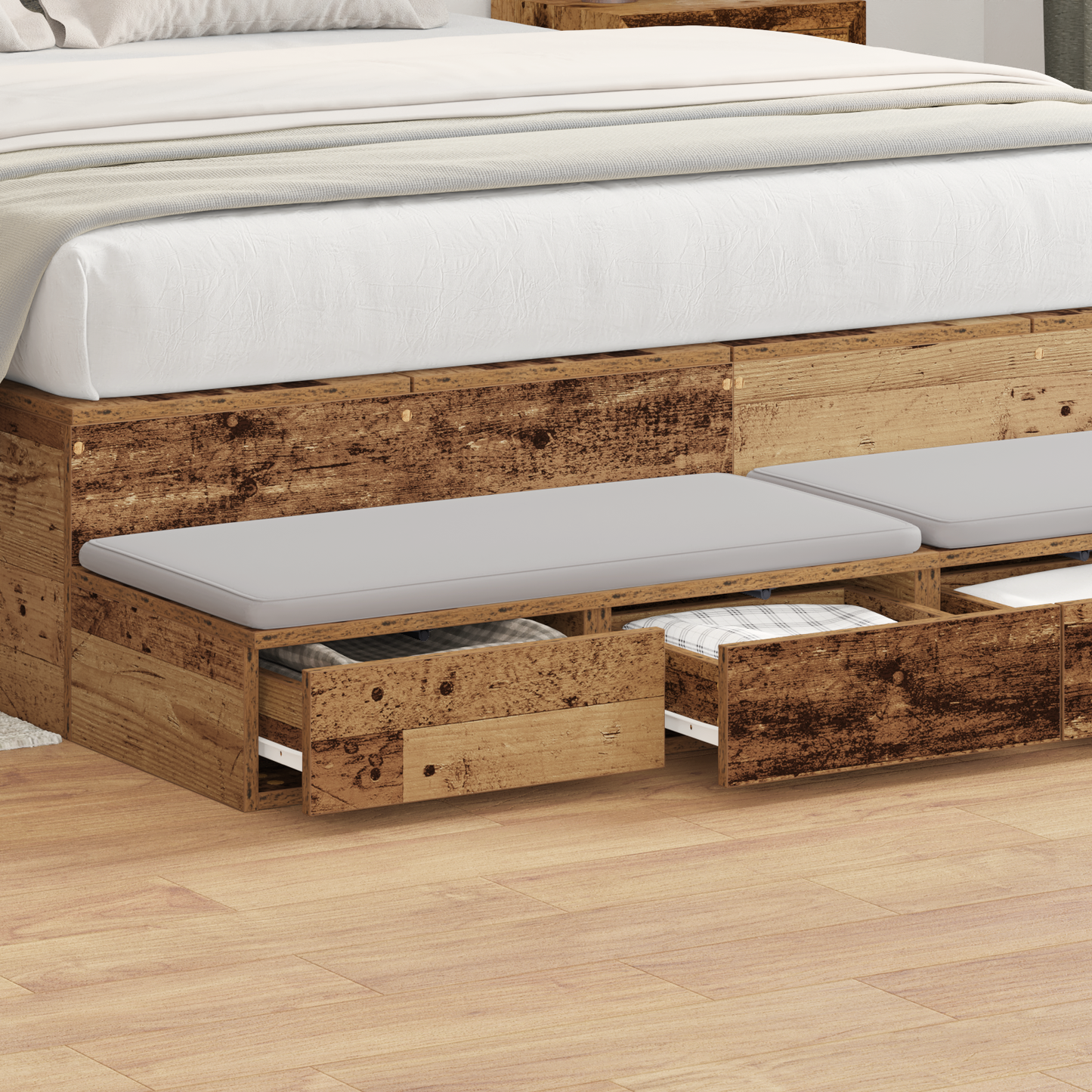 Bed Drawers Old Wood 135 x 36.5 x 16.5 cm Engineered Wood