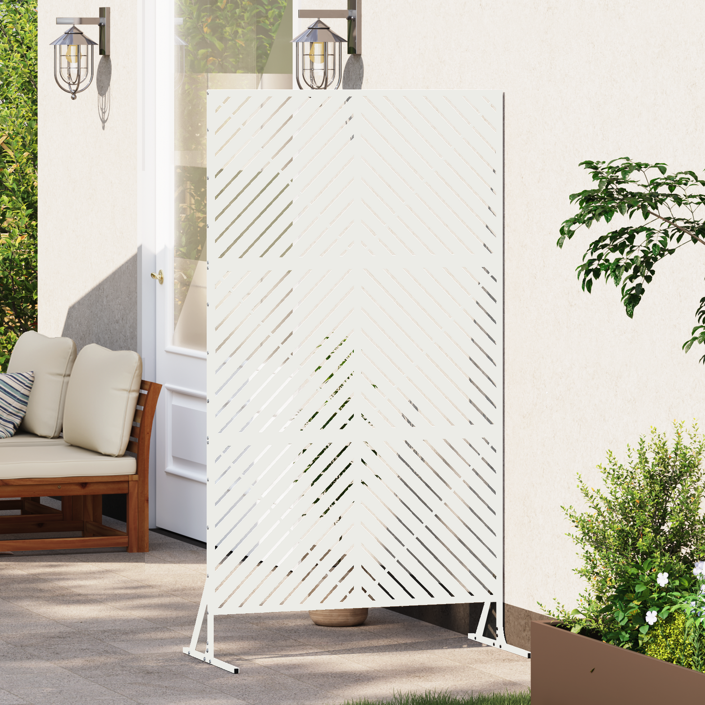Privacy Screen 100 x 50 x 180 cm Steel White