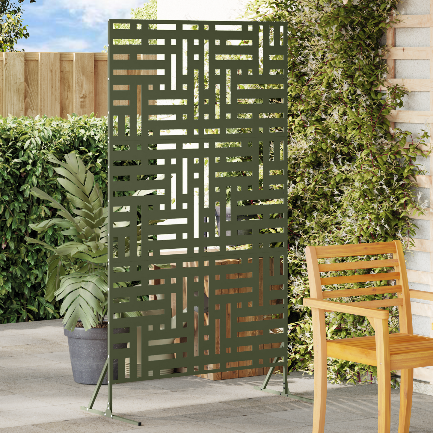 Privacy Screen 100 x 50 x 180 cm Steel Olive Green
