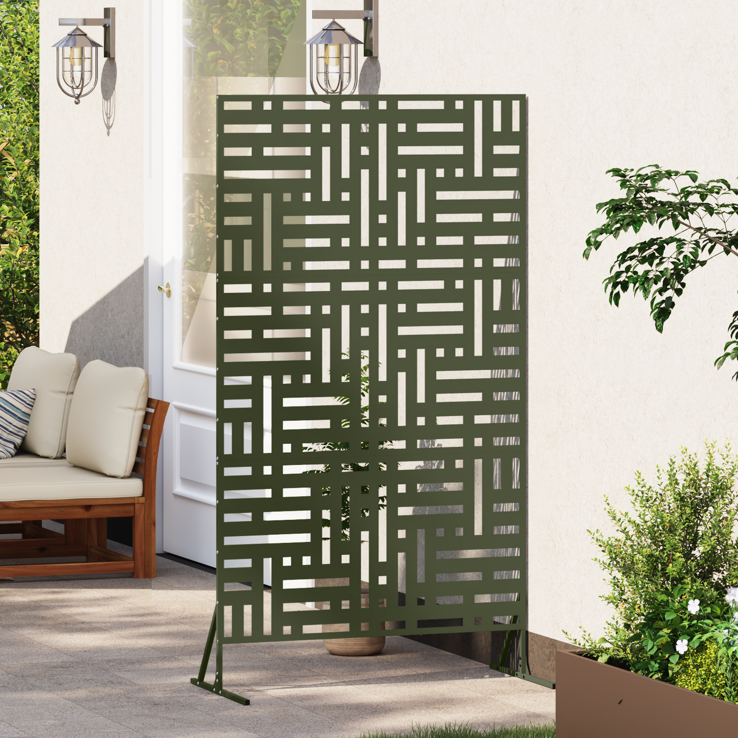 Privacy Screen 100 x 50 x 180 cm Steel Olive Green