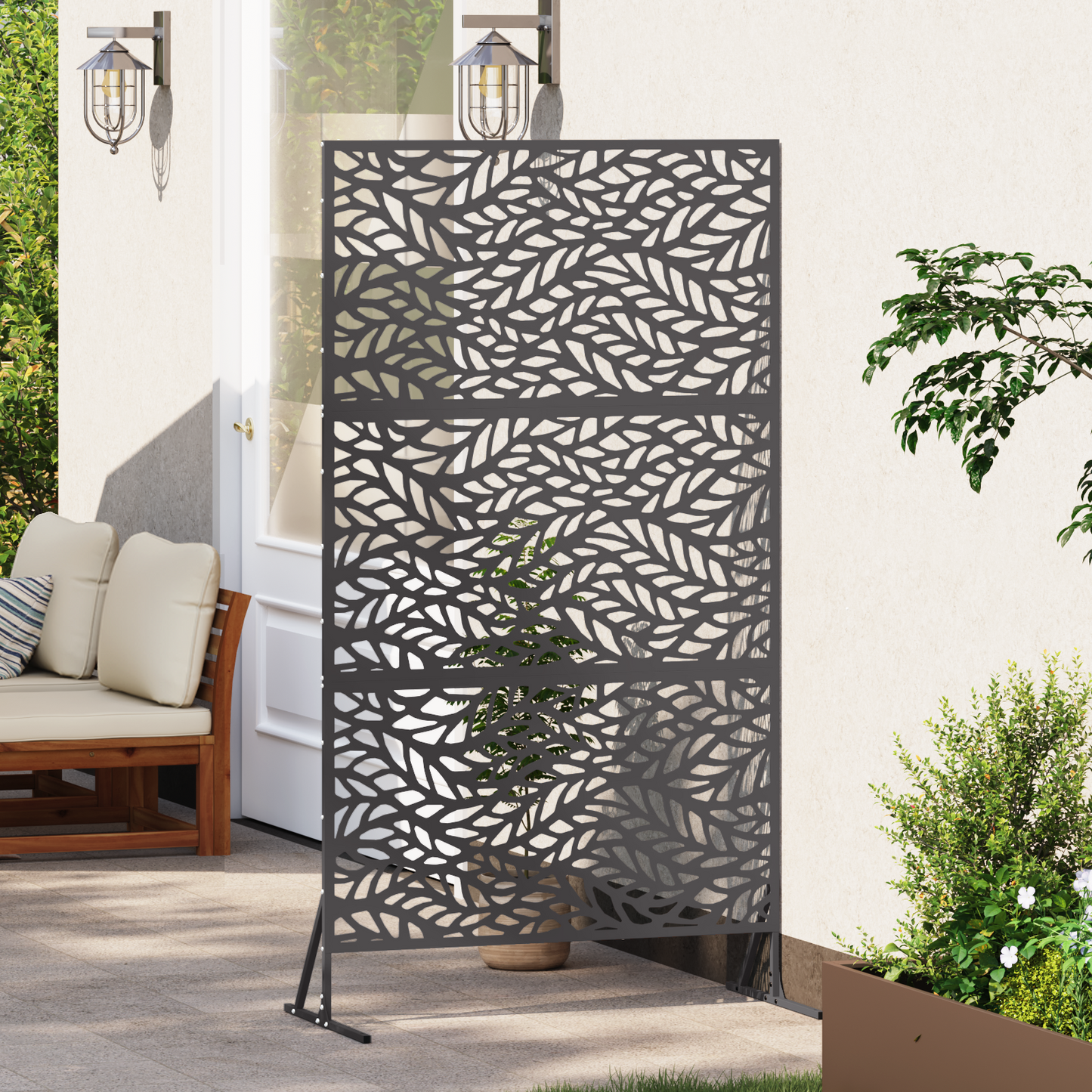 Privacy Screen 100 x 50 x 180 cm Steel Black