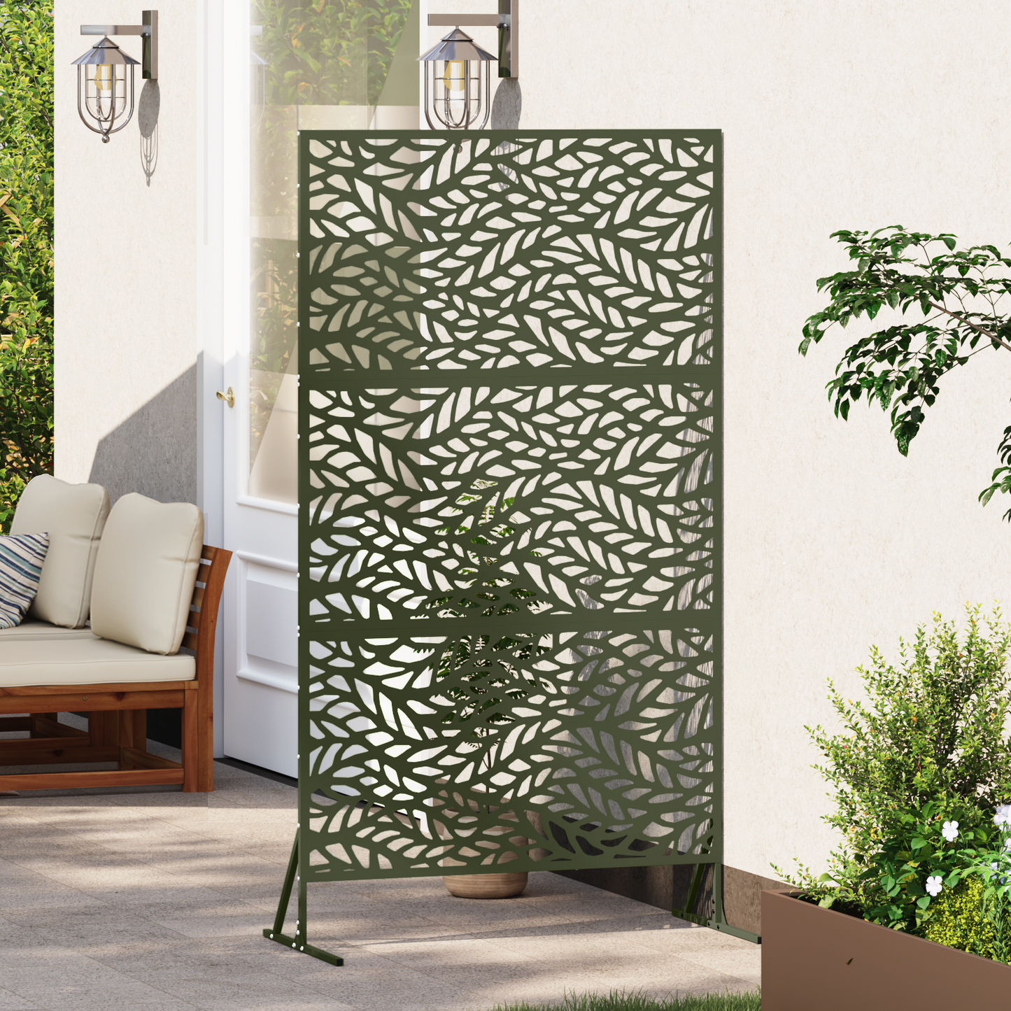 Privacy Screen 100 x 50 x 180 cm Steel Olive Green