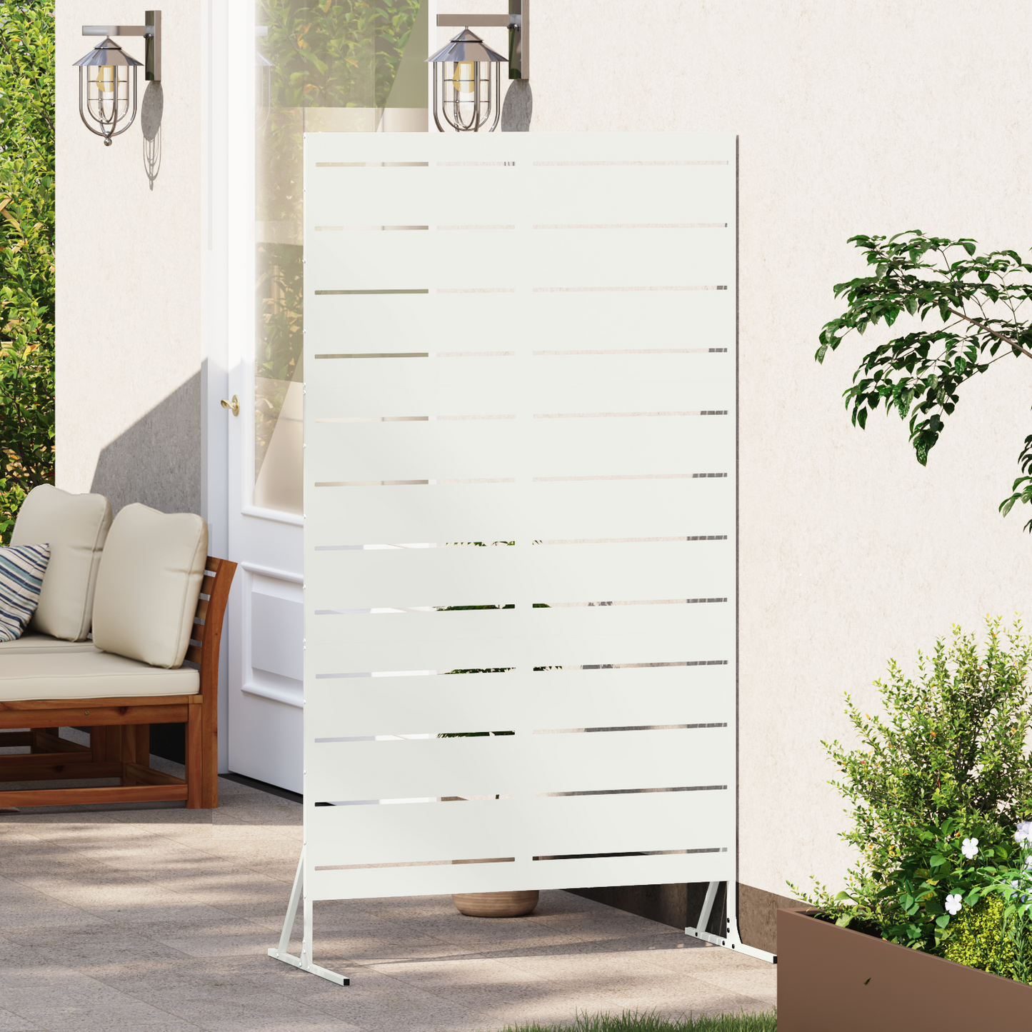 Privacy Screen White 100 x 50 x 180 cm Steel