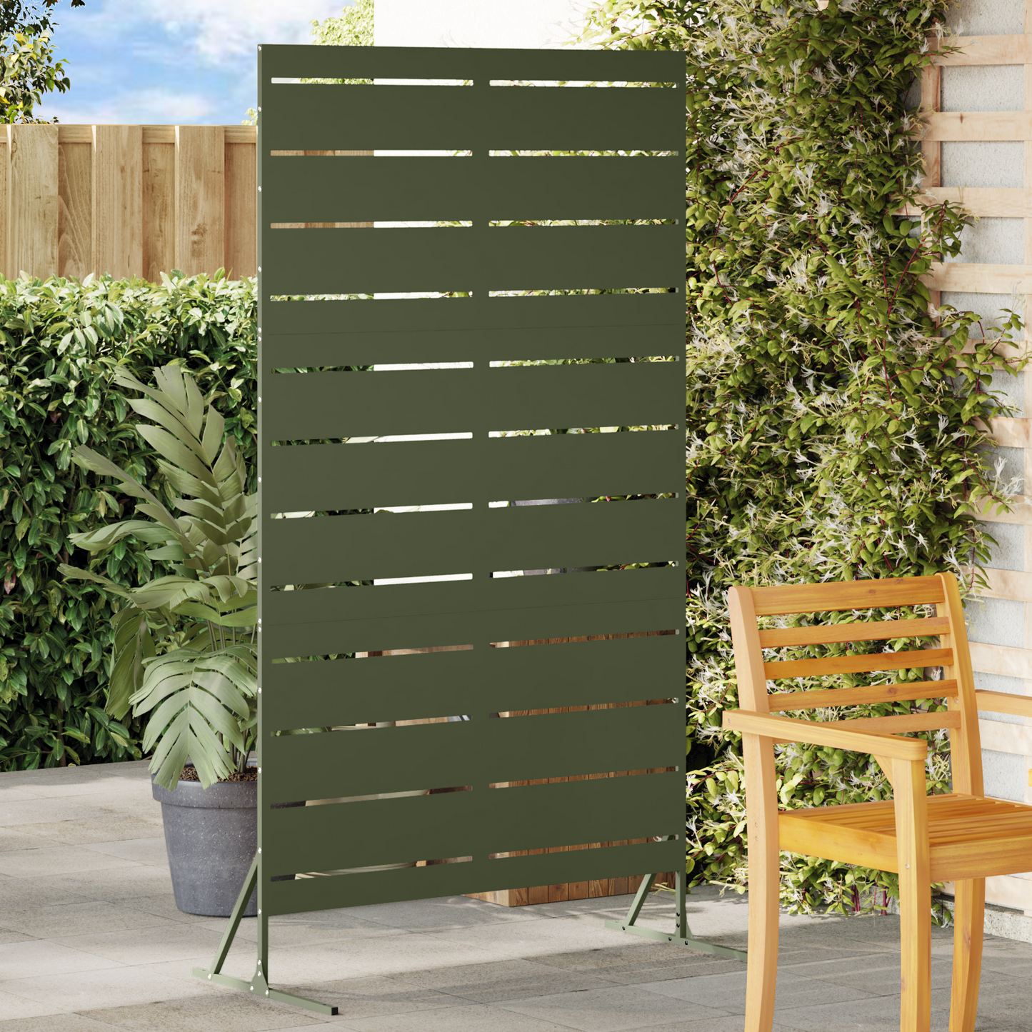 Privacy Screen Olive 100 x 50 x 180 cm Steel