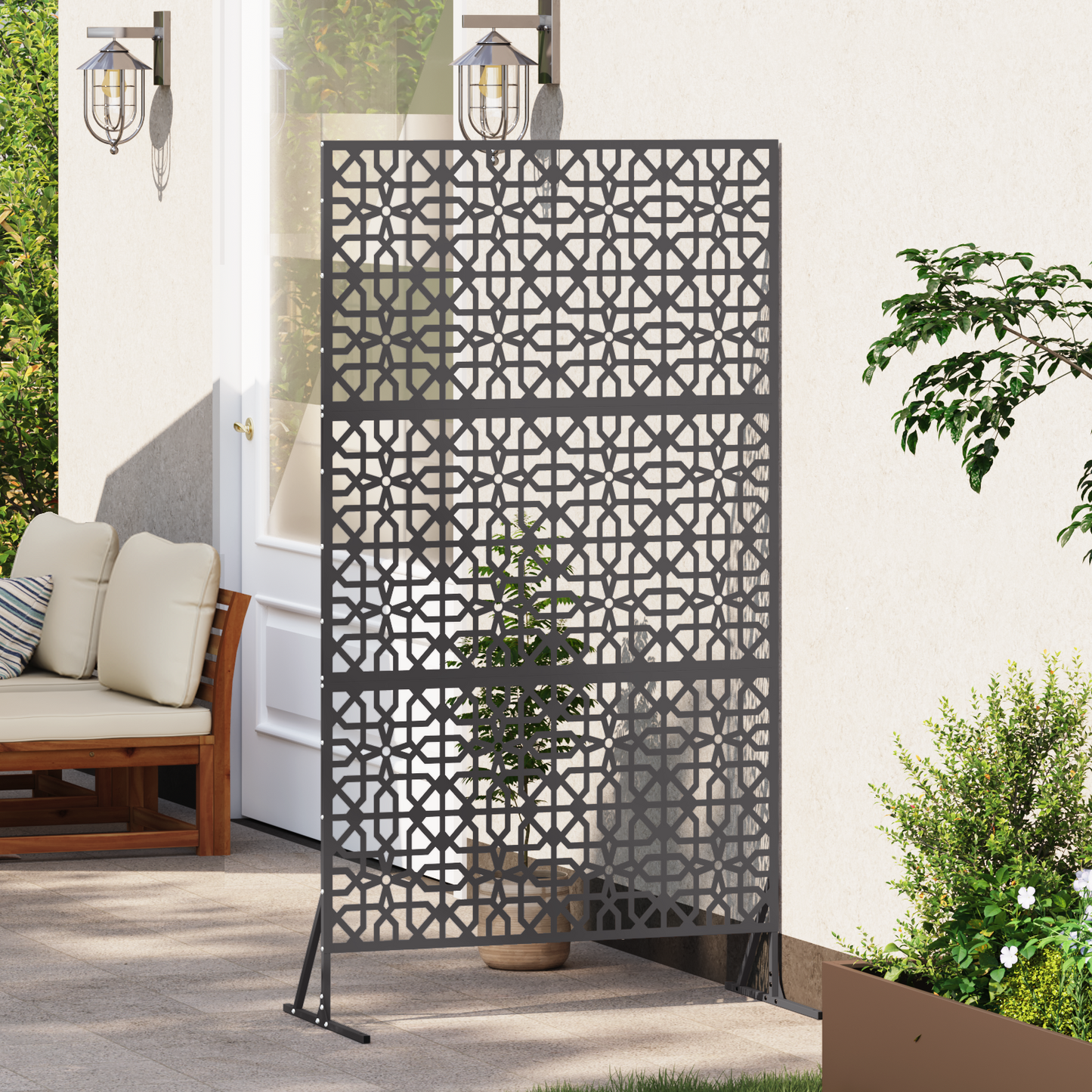 Privacy Screen 100 x 50 x 180 cm Steel Black