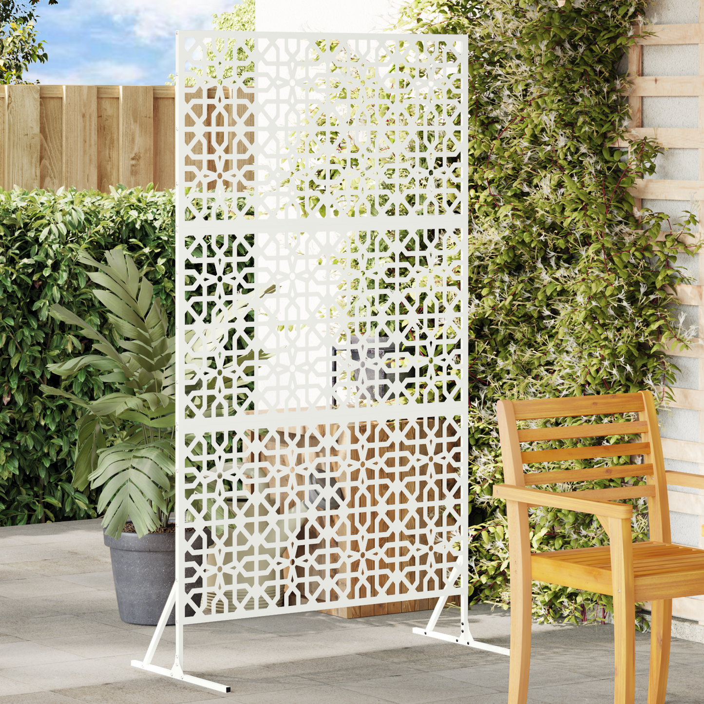 Privacy Screen 100 x 50 x 180 cm Steel White