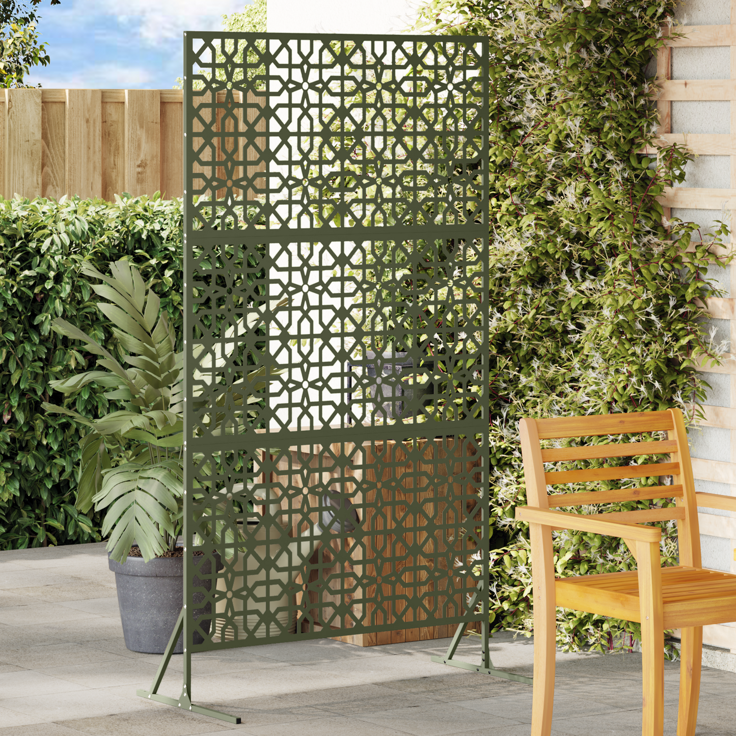 Privacy Screen 100 x 50 x 180 cm Steel Olive Green