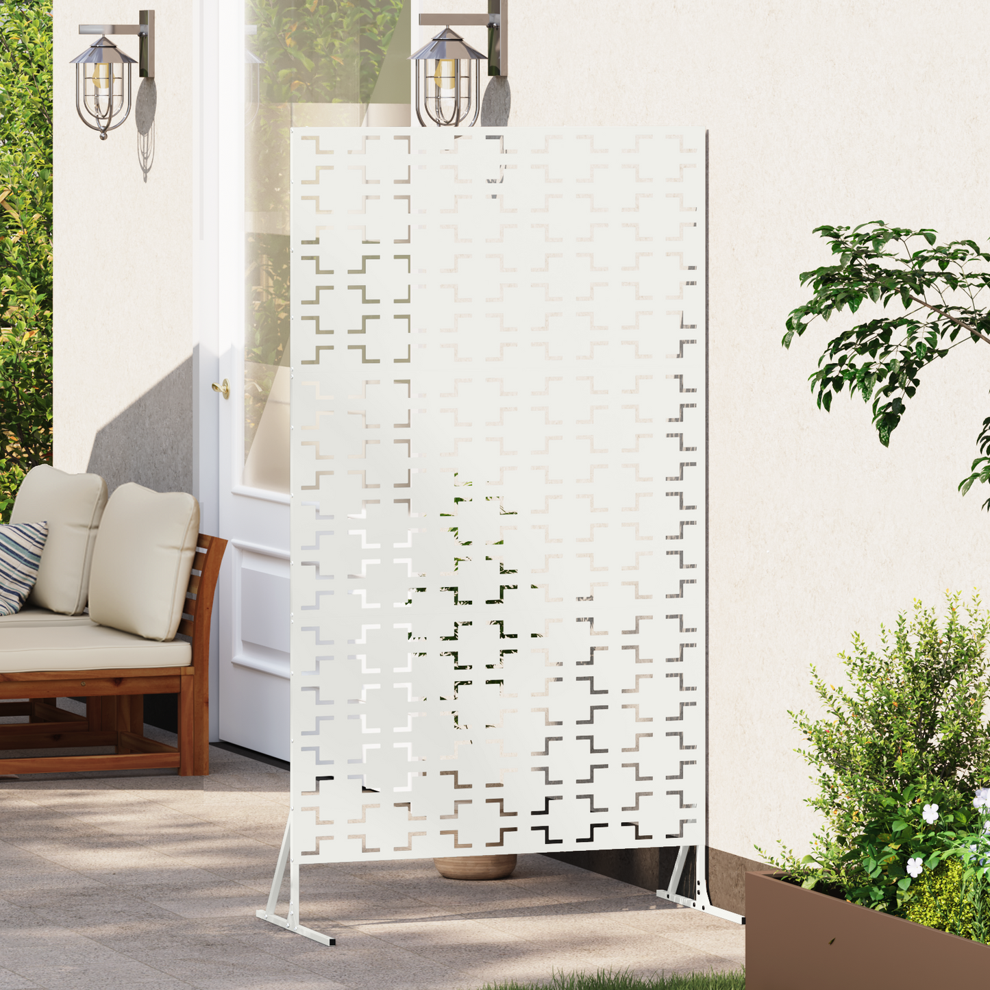 Privacy Screen 100 x 50 x 180 cm Steel White