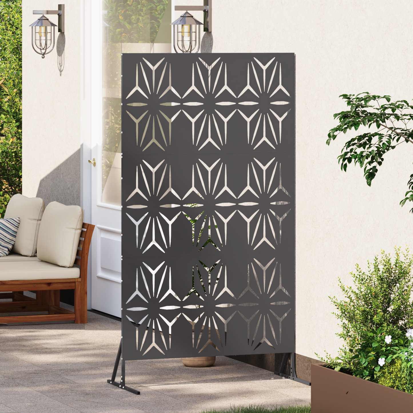 Privacy Screen 100 x 50 x 180 cm Steel Black