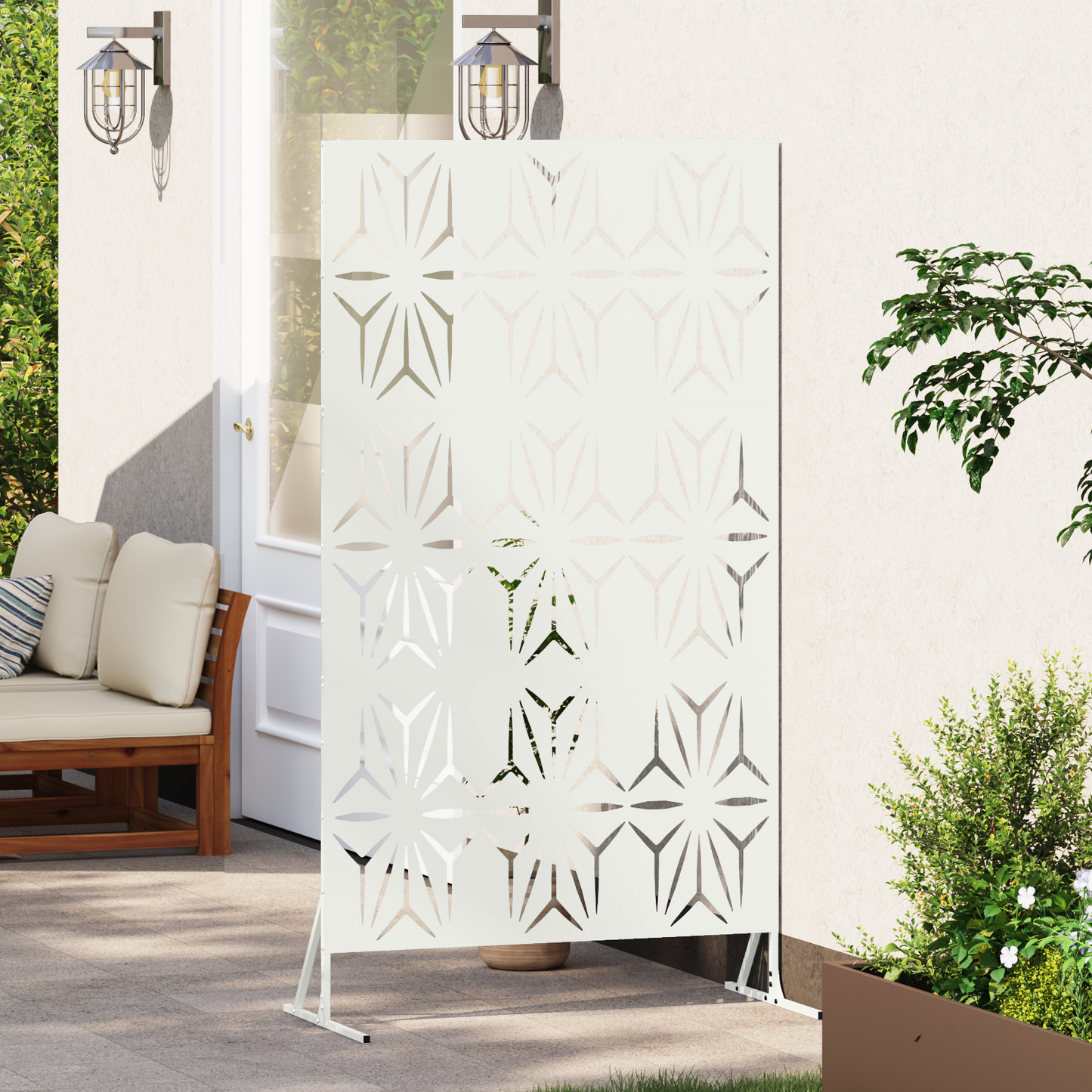 Privacy Screen 100 x 50 x 180 cm Steel White