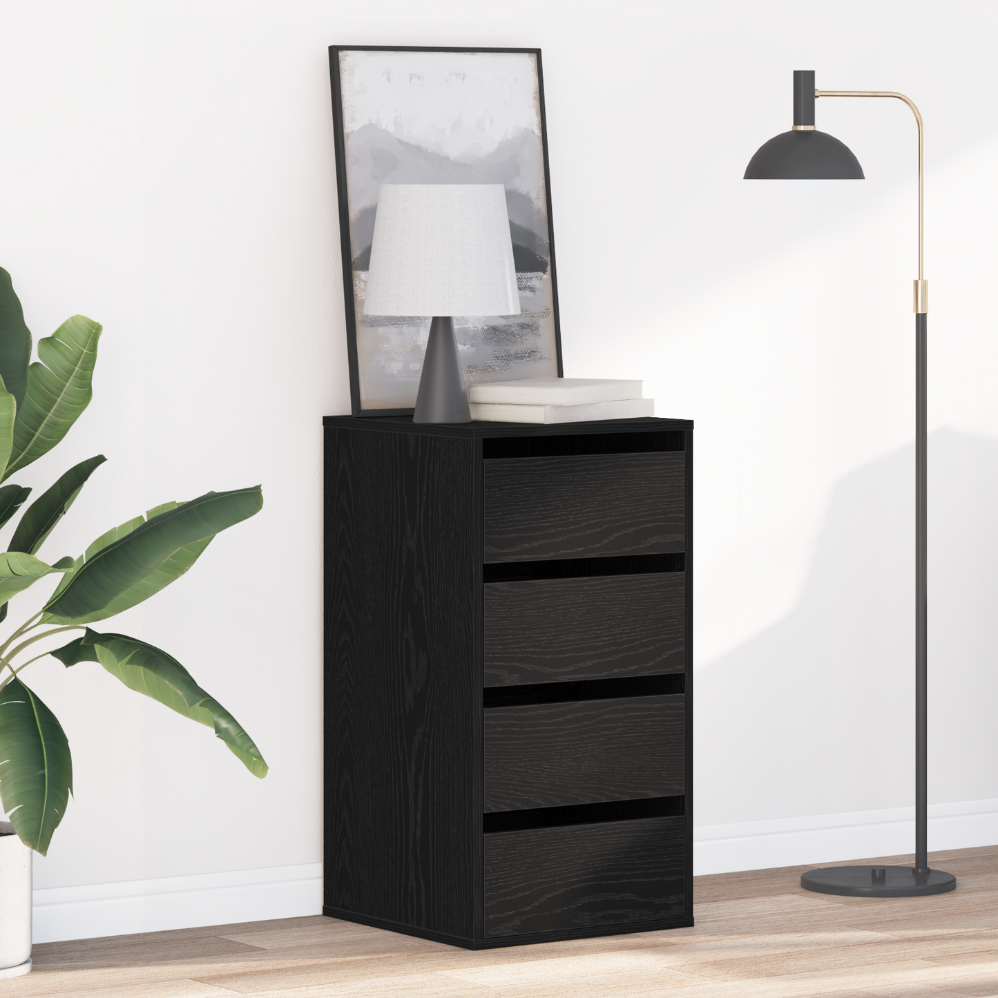 Drawer Cabinet Black 40 x 41 x 76 cm Engineered Wood