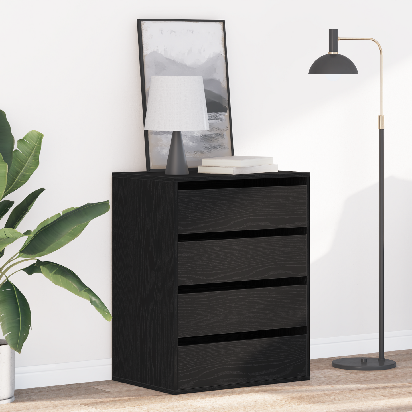 Drawer Cabinet Black 60 x 41 x 76 cm Engineered Wood